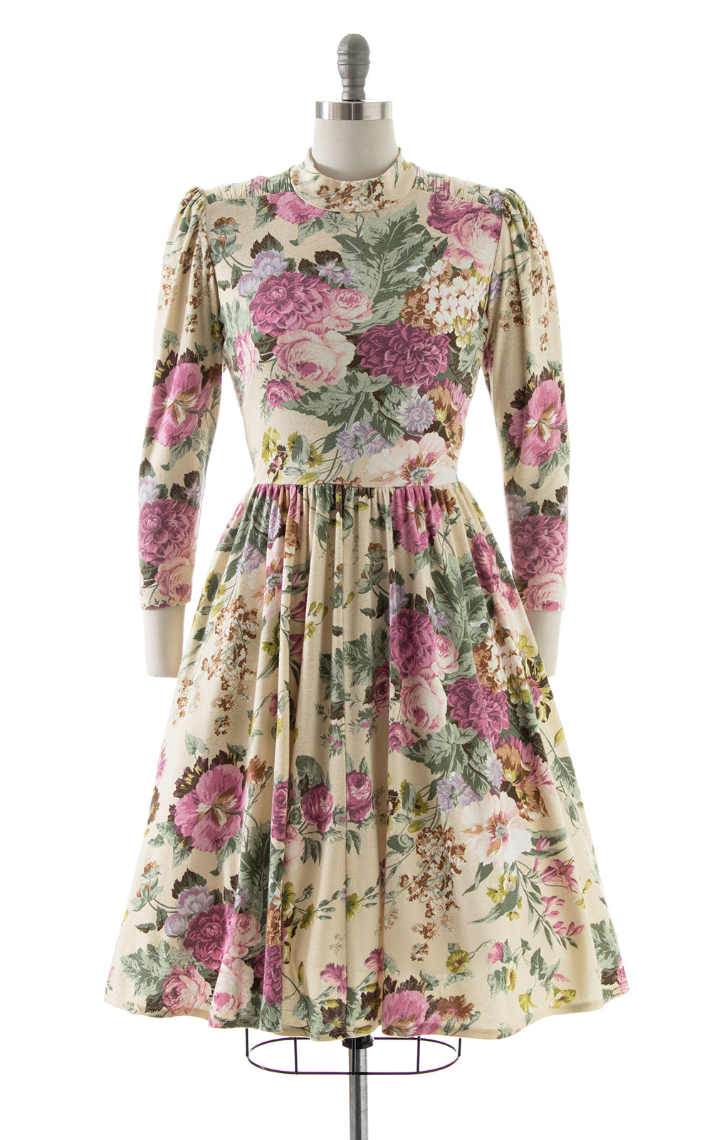 1980s 1990s Floral Cotton Jersey Dress with Pockets