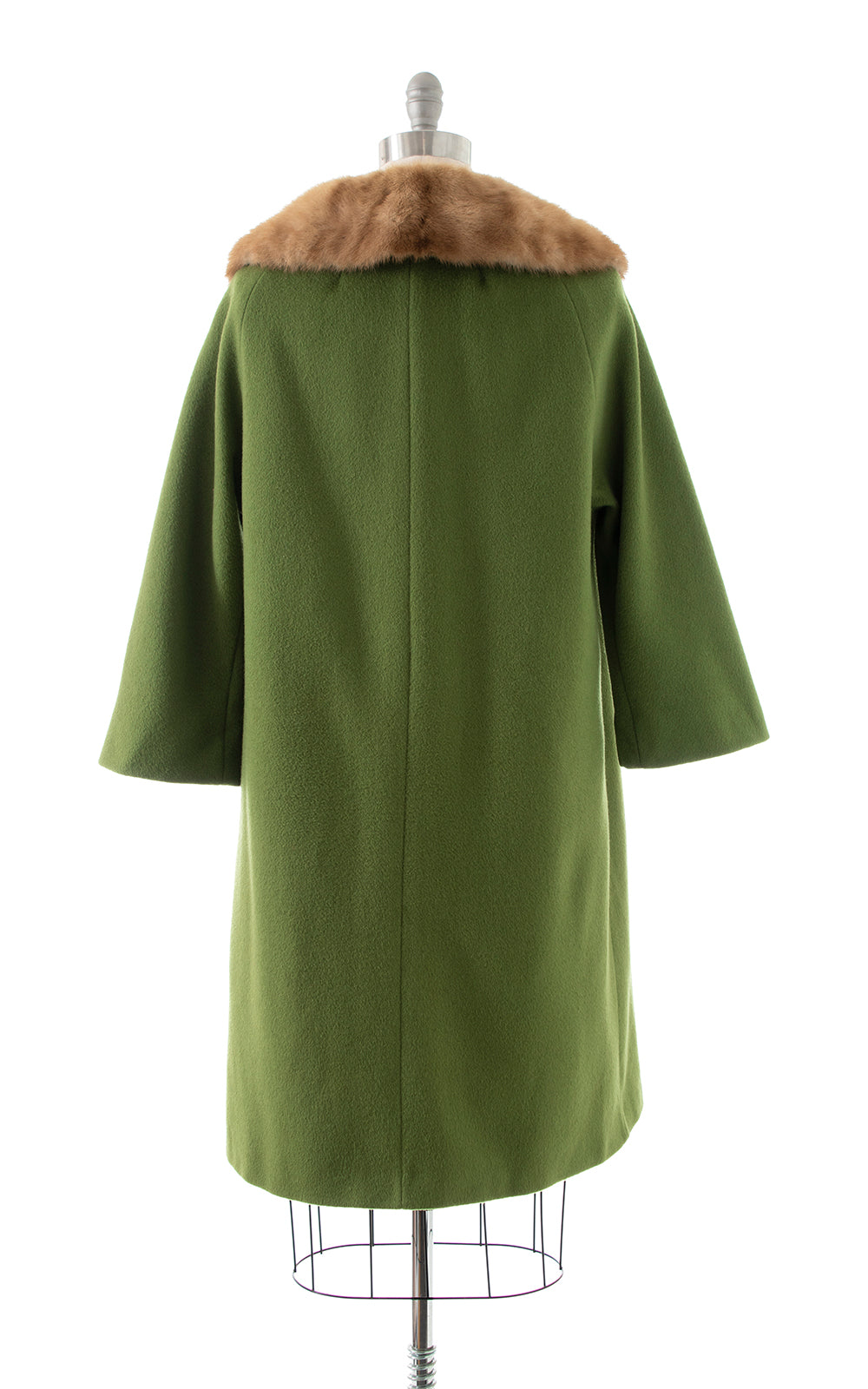 1960s Olive Green Wool & Mink Fur Coat | medium/large