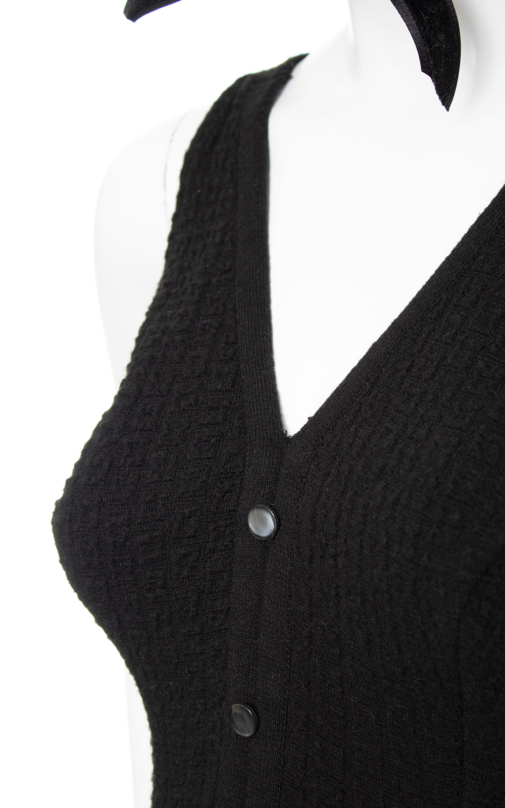 1960s 1970s Black Knit Swimsuit | medium