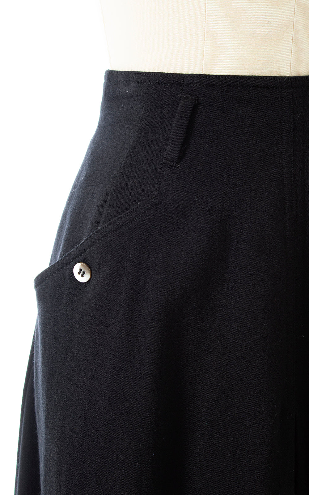 1980s LIZ CLAIBORNE Black Wool Skirt with Pockets | x-small