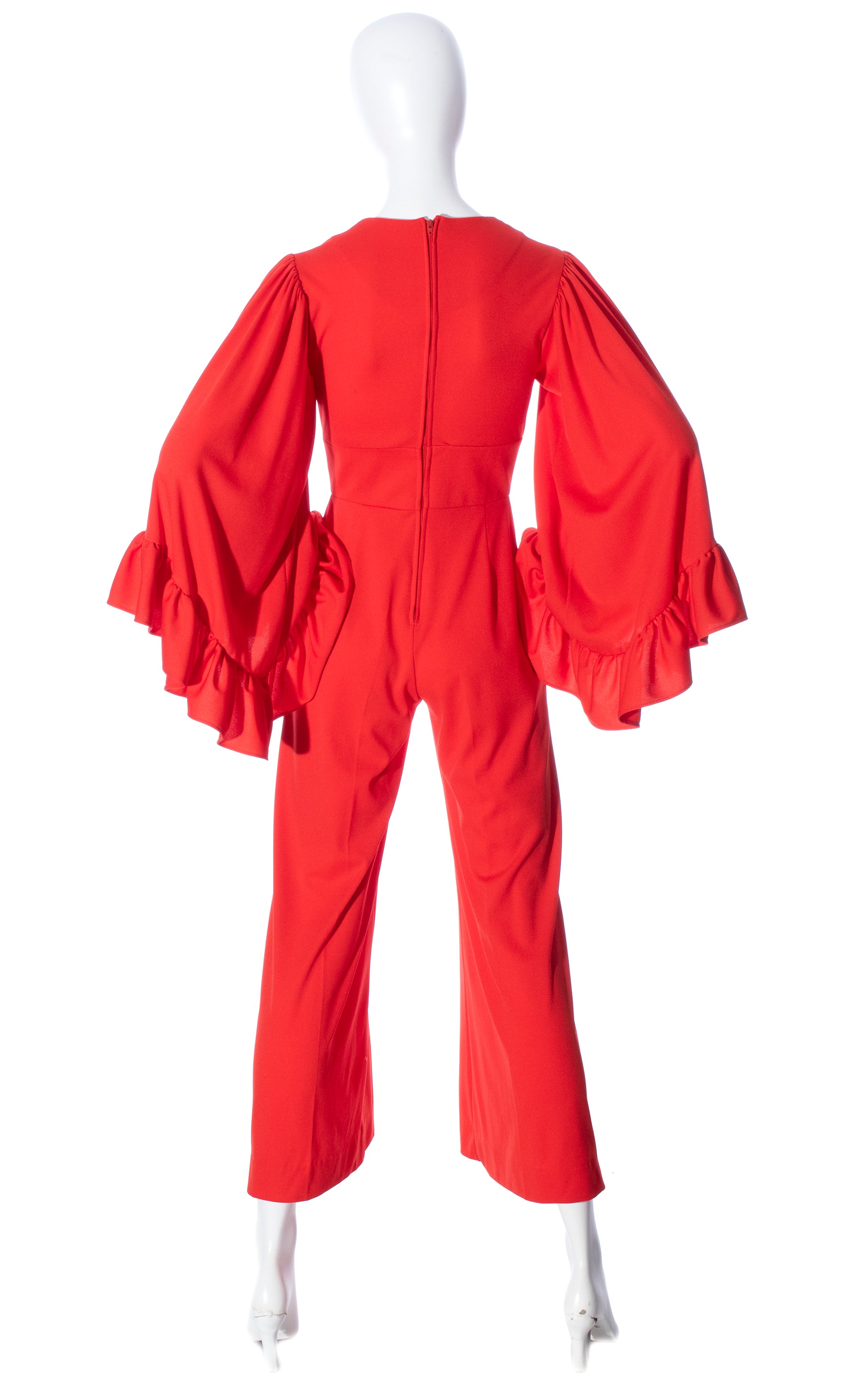 Vintage 70s 1970s Red Angel Bell Sleeve Jumpsuit Birthday Life Vintage