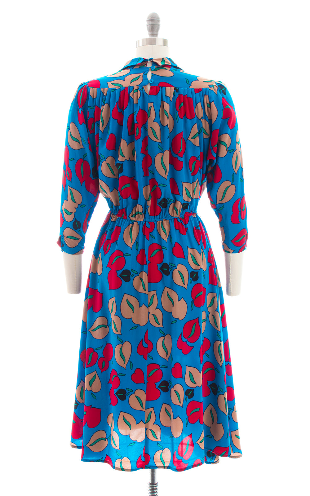 1980s Floral Silk Day Dress