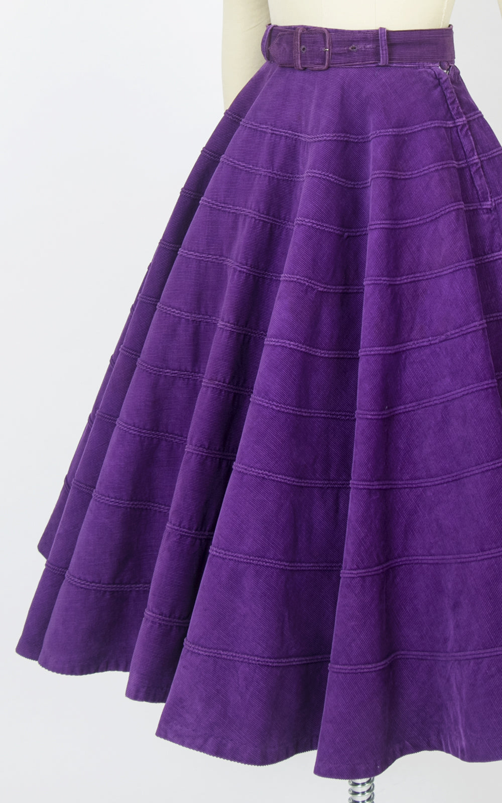 1950s Royal Purple Corduroy Skirt | x-small