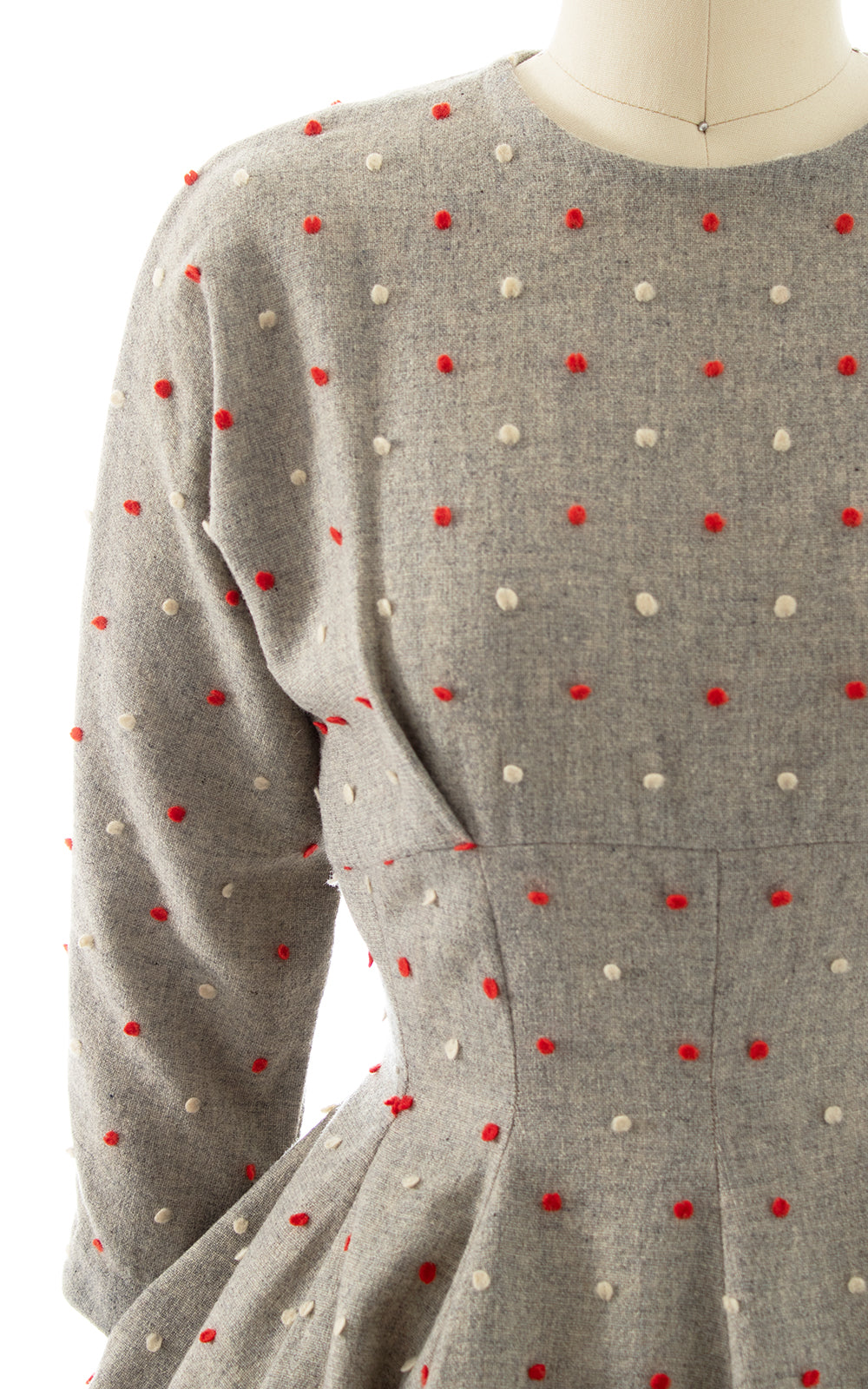 1950s Polka Dot Wool Dress | x-small/small