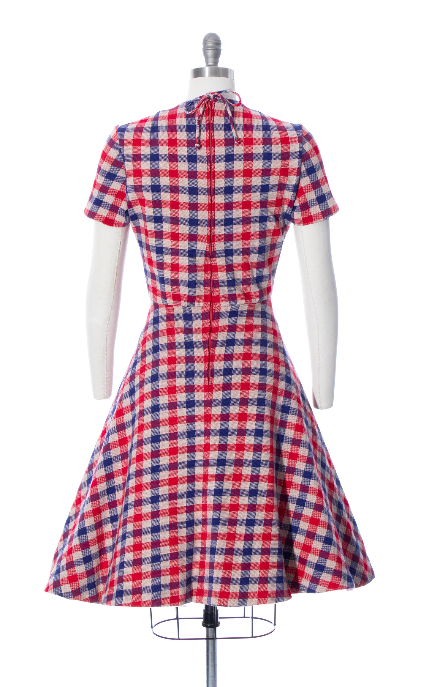 Vintage 50s 1950s ANNE FOGARTY Plaid Knit Jersey Red Blue Fall Winter Dress Birthday Life Vintage
