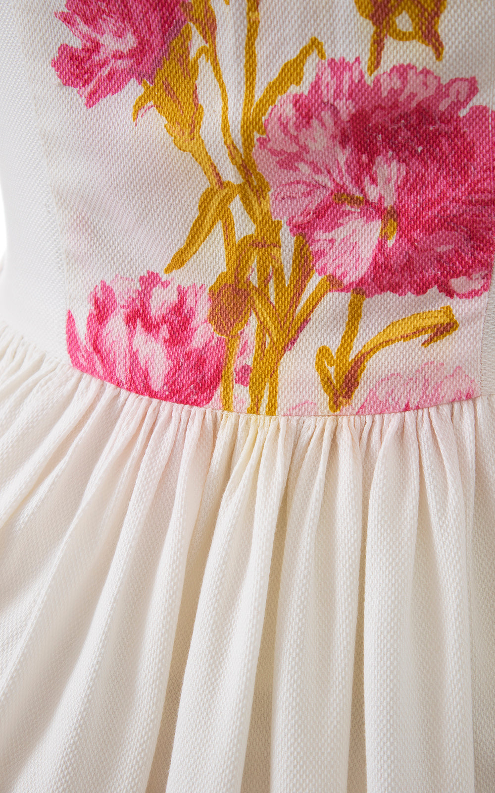 1950s Carnations Border Print Cotton Dress | medium