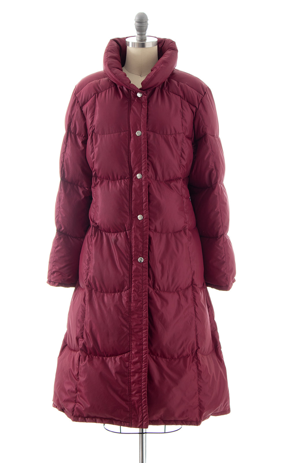 1980s Burgundy Quilted Down Puffer Coat BirthdayLifeVintage