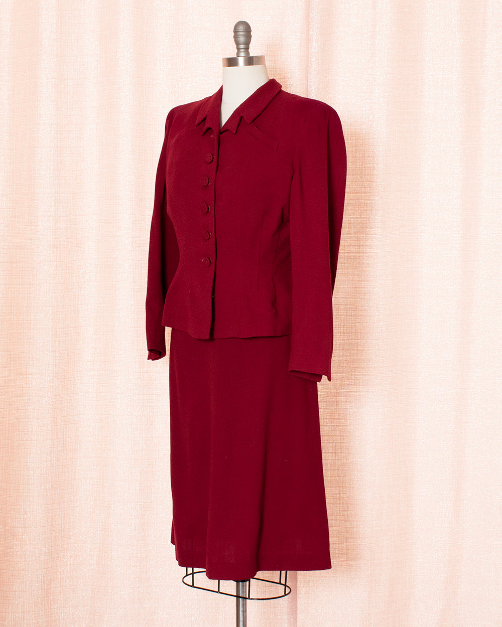 [AS-IS] 1940s Wool Gabardine Skirt Suit | medium