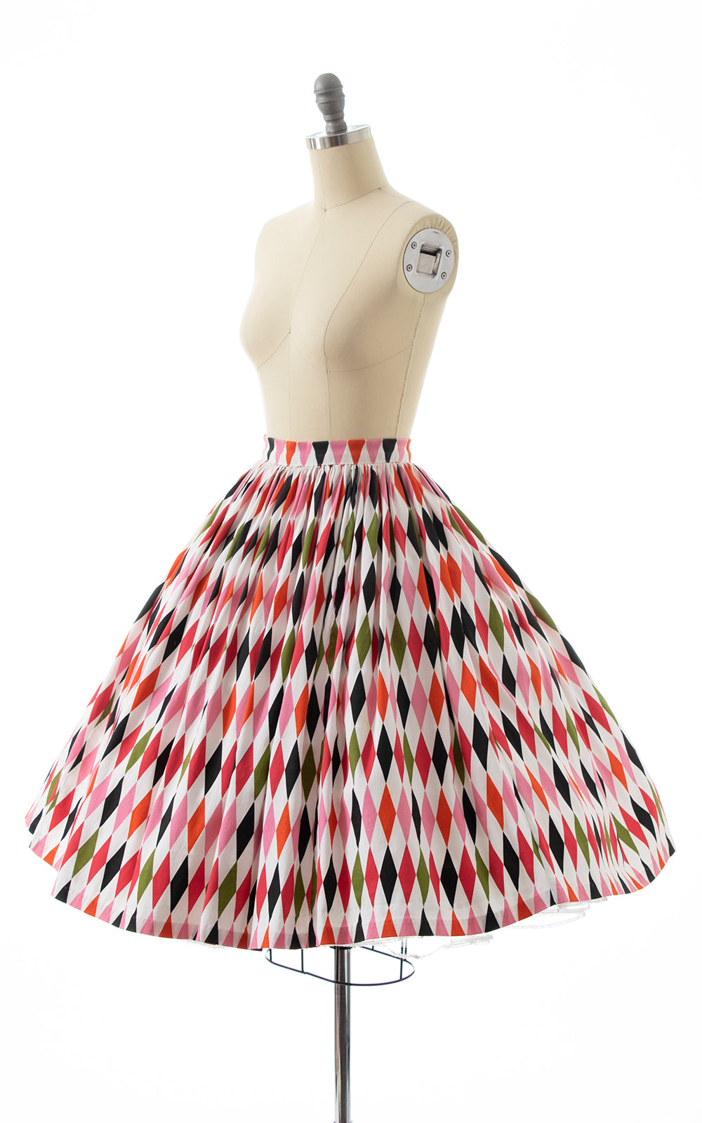Modern PIN UP GIRL 1950s Style Harlequin Skirt with Pockets | small