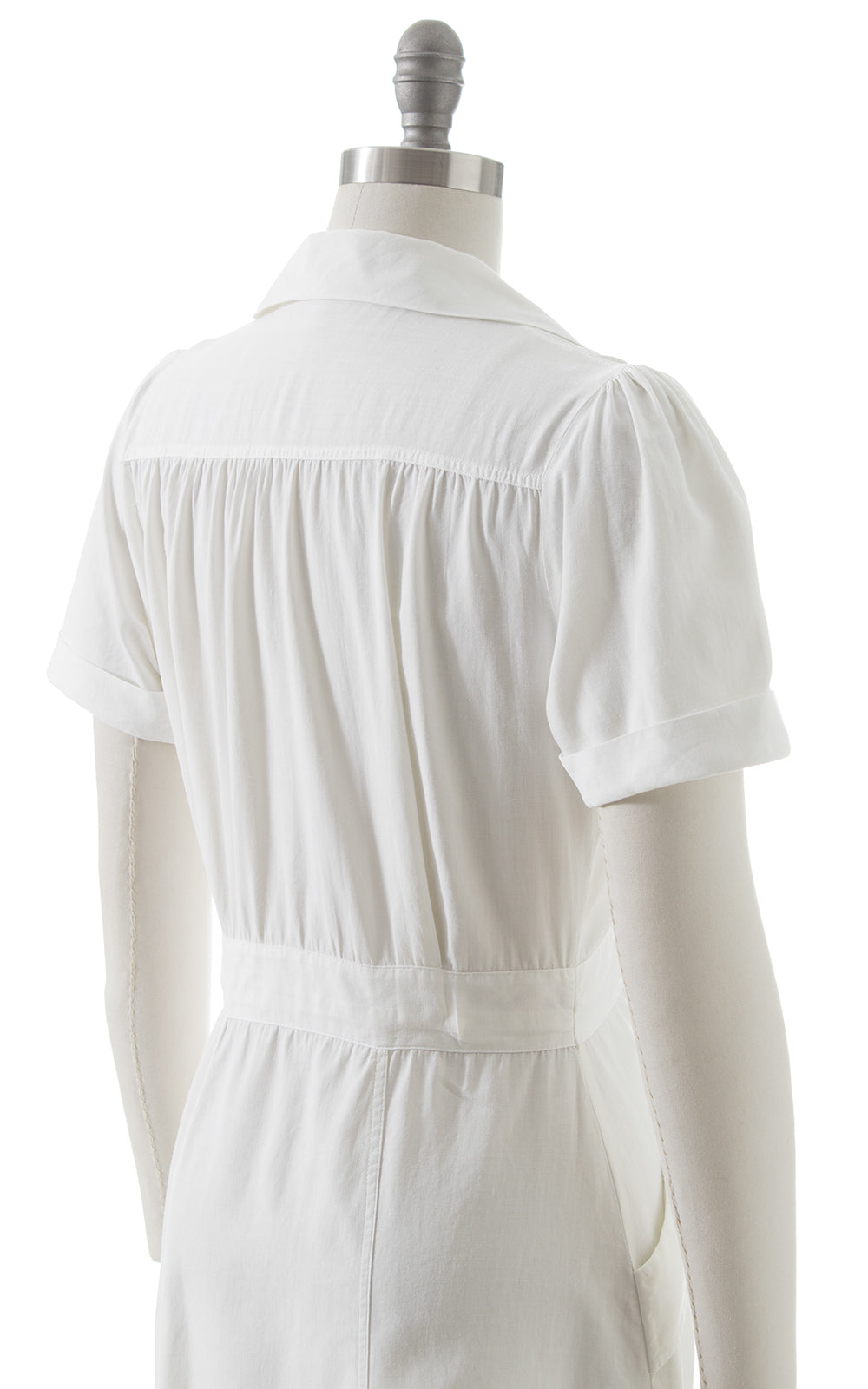 $65 DRESS SALE /// 1940s White Cotton Shirtwaist Dress | medium $65 DRESS SALE /// 1940s White Cotton Shirtwaist Dress | medium