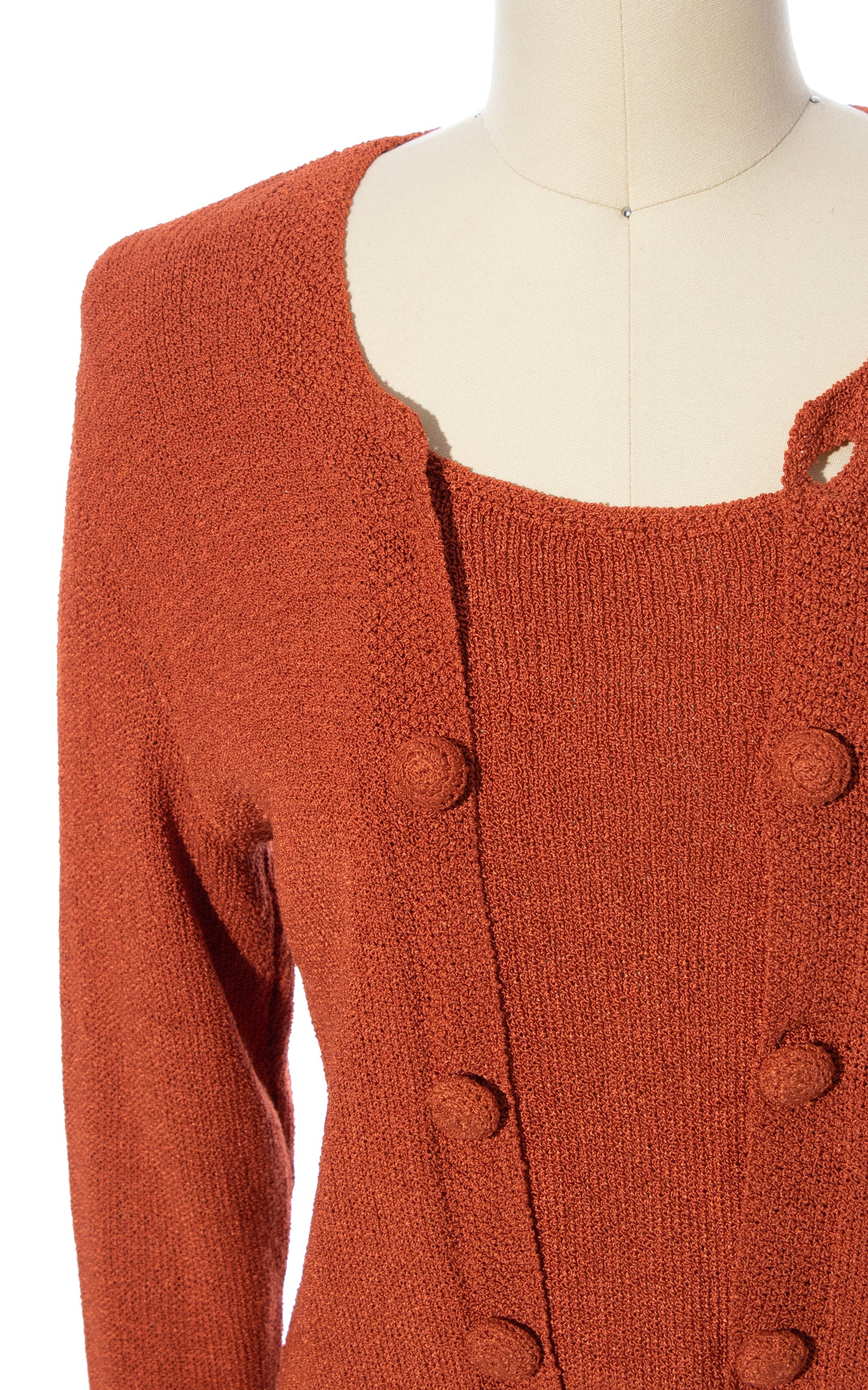 Vintage 30s 1930s Rust Orange Knit Rayon Sweater Top BirthdayLifeVintage