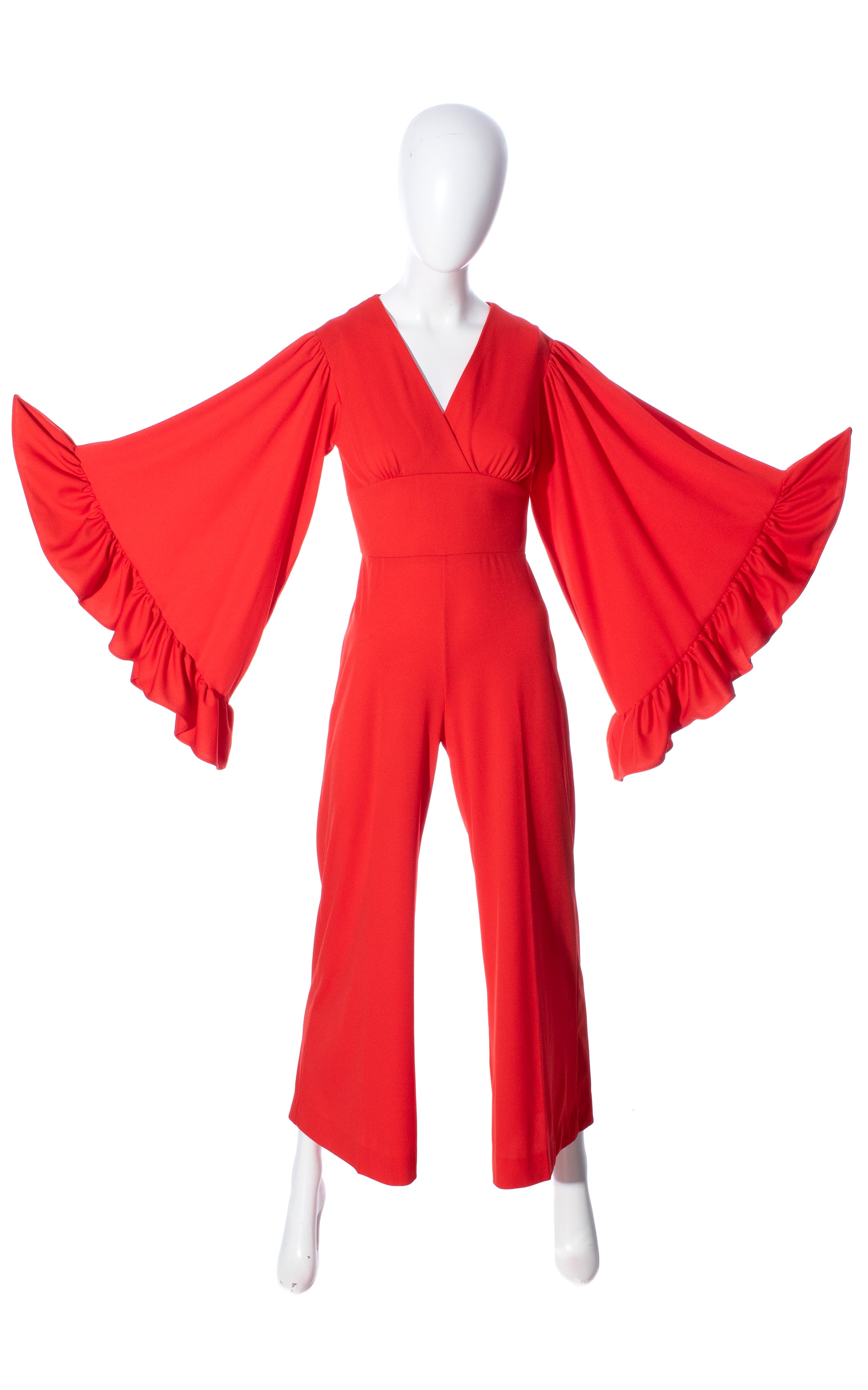 Vintage 70s 1970s Red Angel Bell Sleeve Jumpsuit Birthday Life Vintage