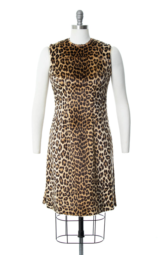 Vintage 1960s 60s 1970s 70s Leopard Print Faux Fur Dress Birthday Life Vintage