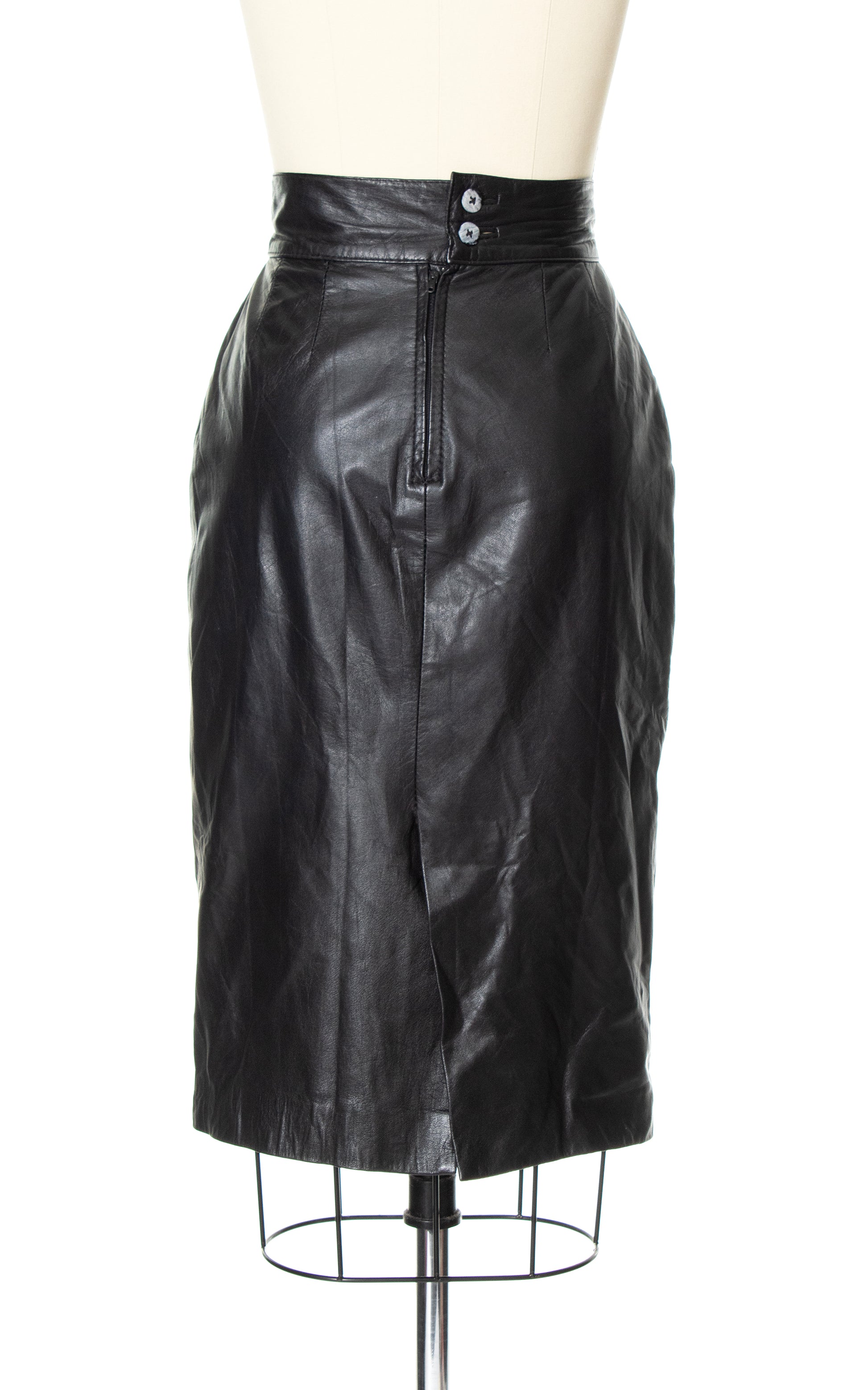 1980s Black Leather Pencil Skirt small – Birthday Life Vintage