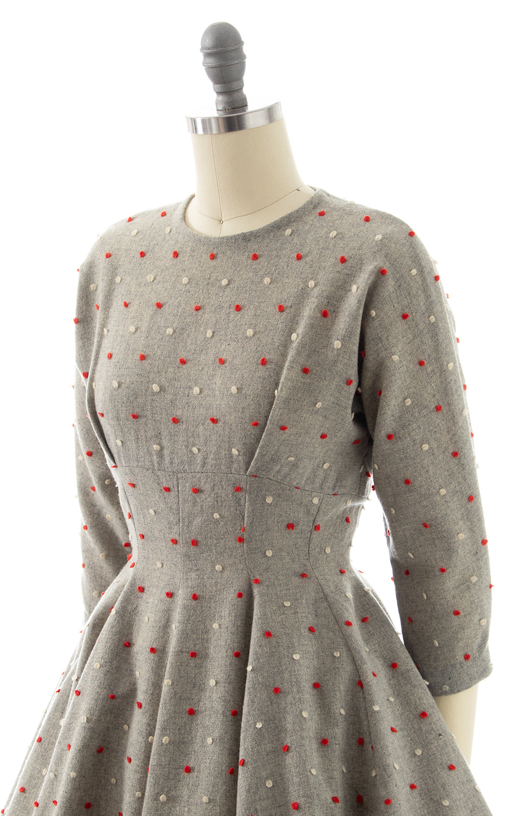 1950s Polka Dot Wool Dress | x-small/small