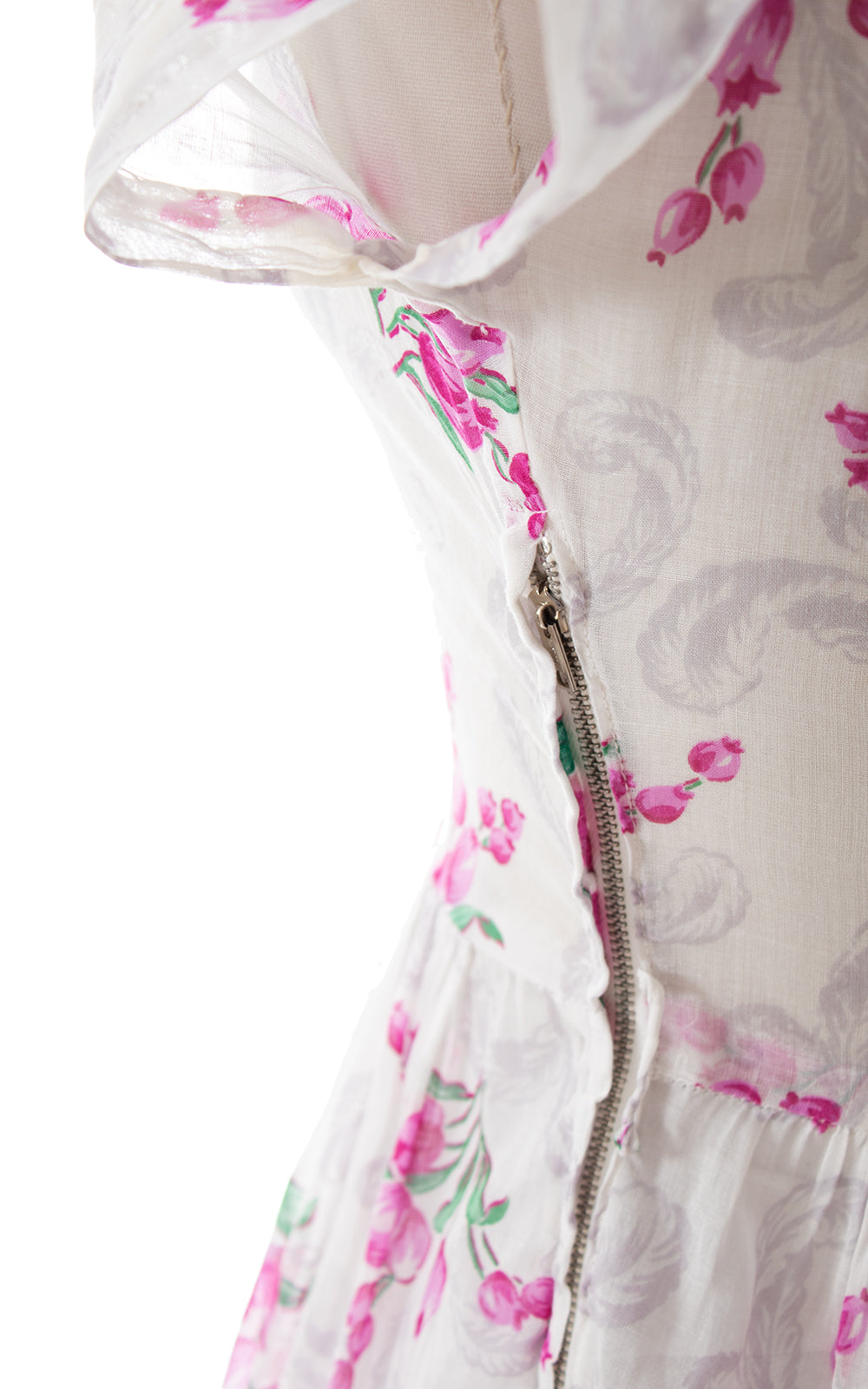 1950s Sheer Floral Shirtwaist Dress | small