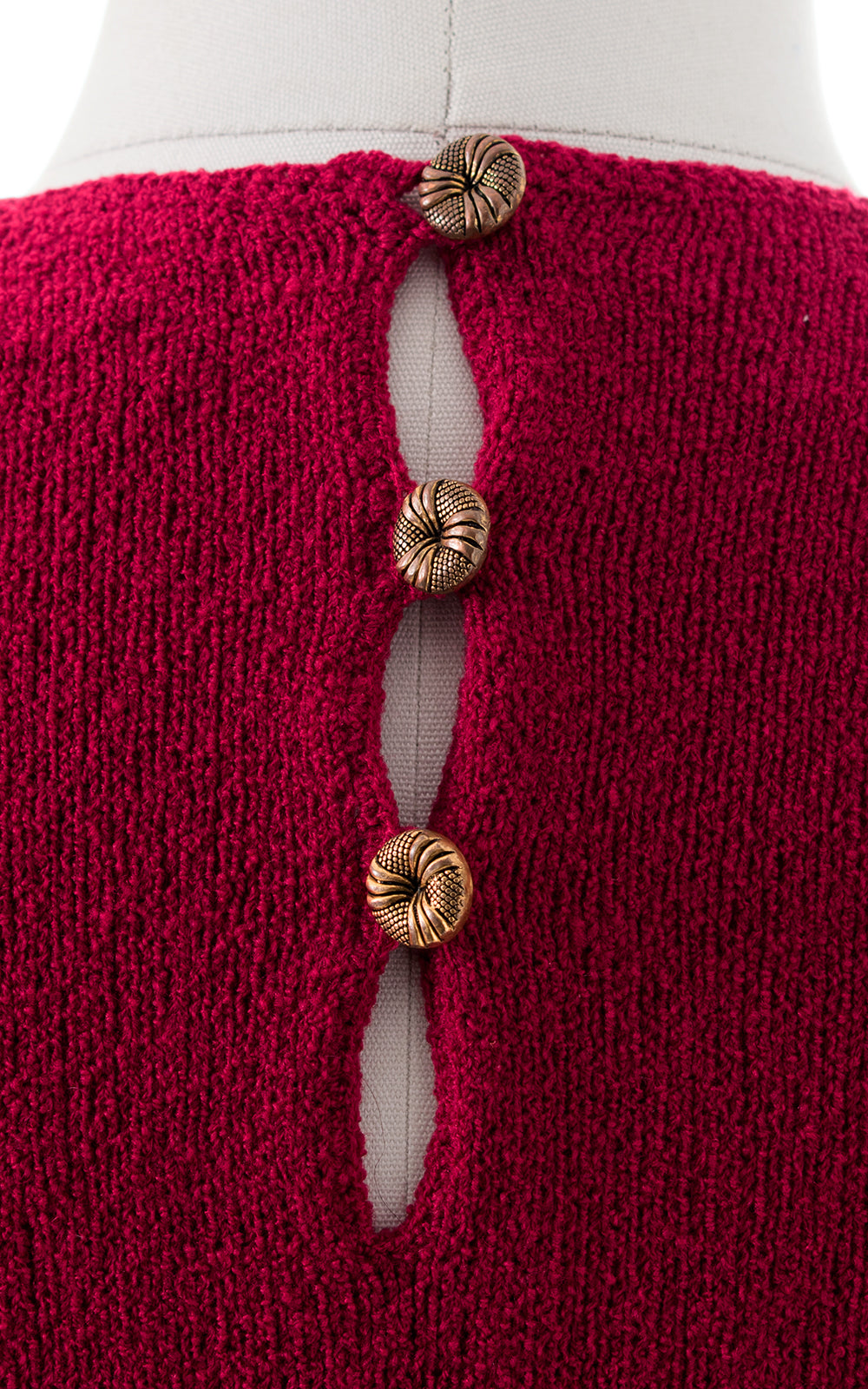 1950s Burgundy Knit Wool Sweater Dress