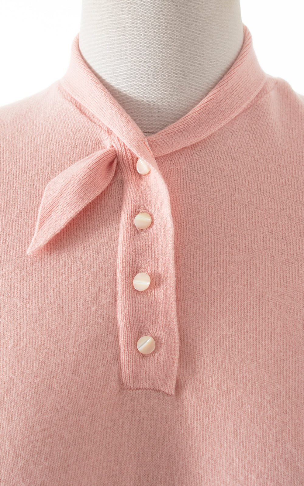 Vintage 1950s 50s Cashmere Blend Knit Light Pink Pullover Sweater Top Birthday Life Vintage