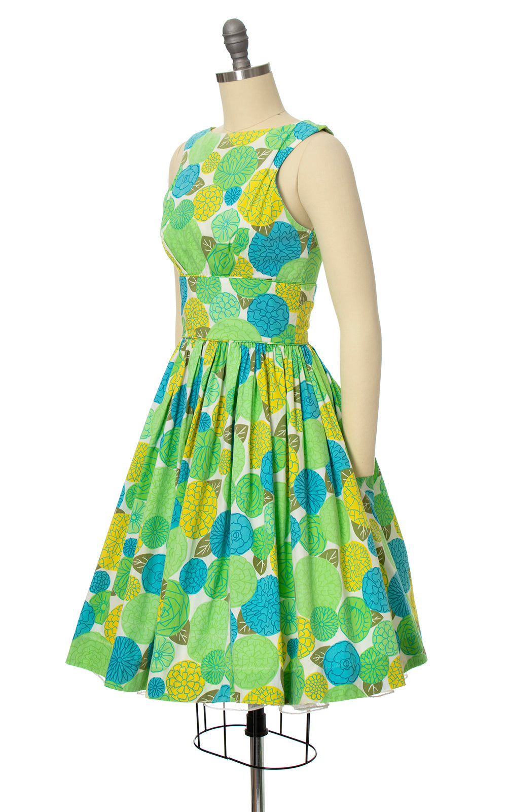1960s Floral Cotton Back Cutout Sundress | x-small