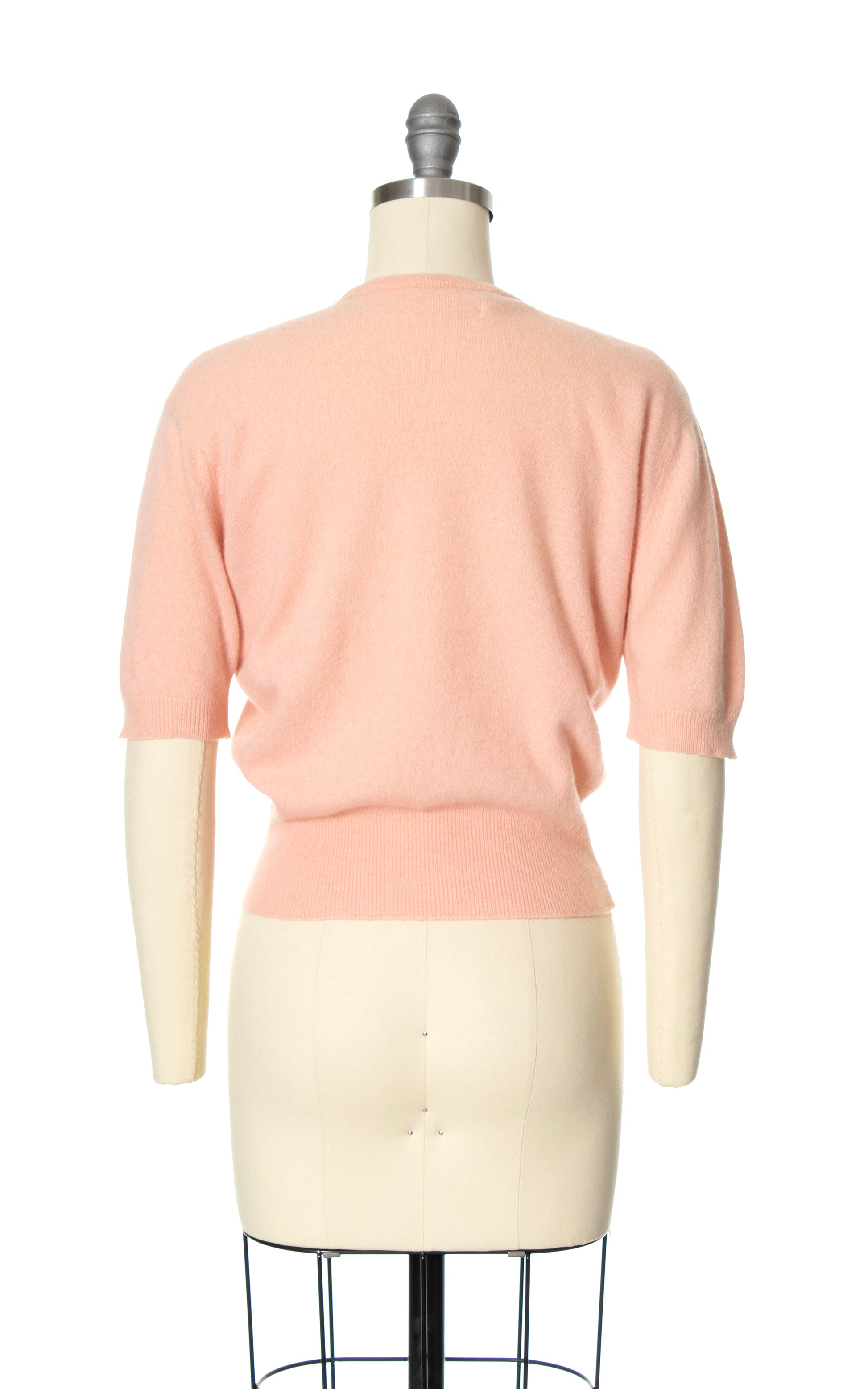 Vintage 50s 1950s DALTON Light Pink Knit Cashmere Sweater Top BirthdayLifeVintage