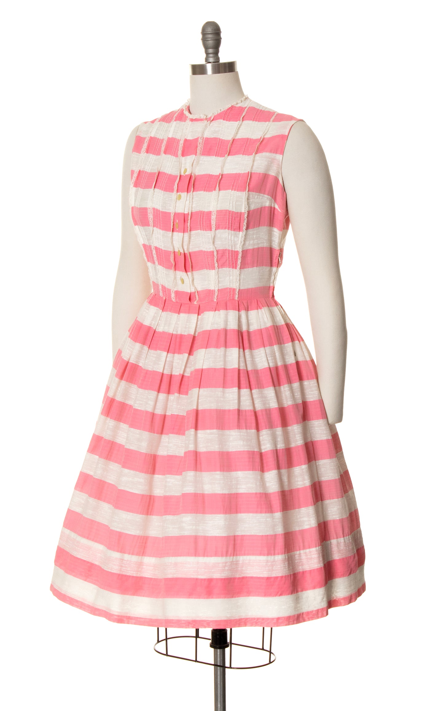 1950s Pink Striped Shirtwaist Sundress | medium