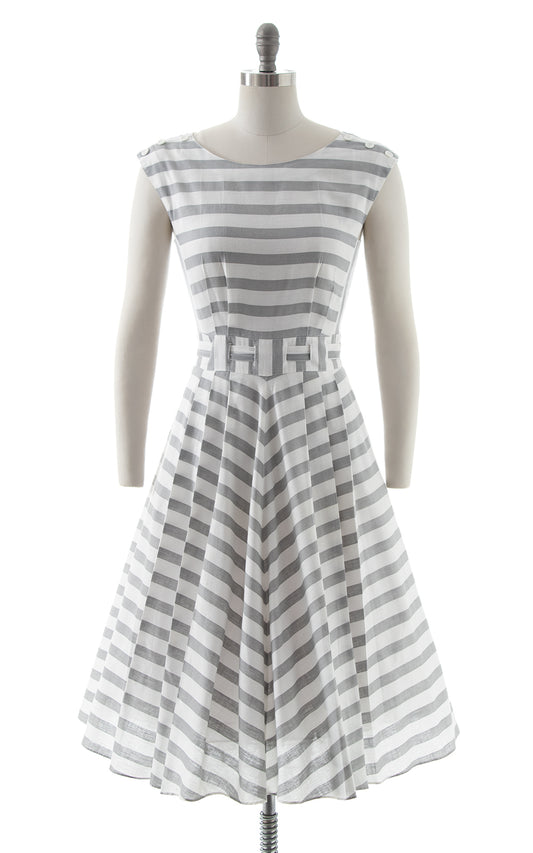 1980s Nautical Striped Sundress | small