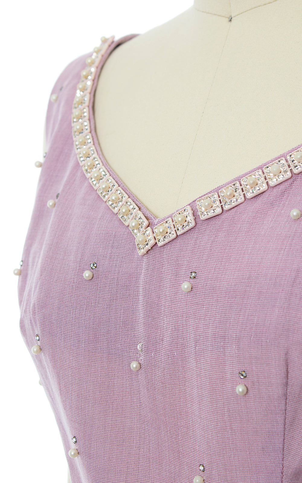 1950s Beaded Rhinestone Lavender Dress Set | x-small