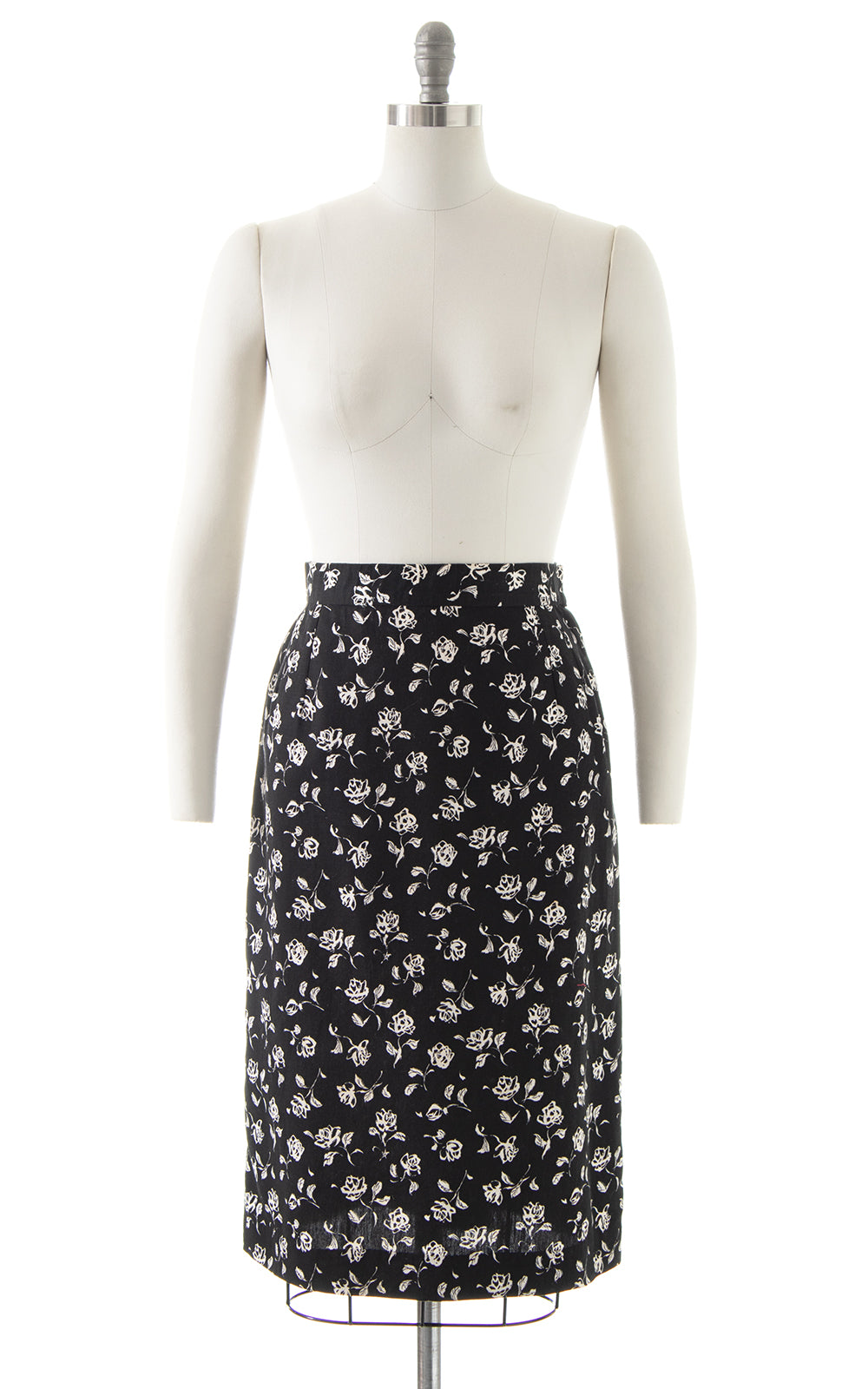 1960s Rose Print Pencil Skirt | medium