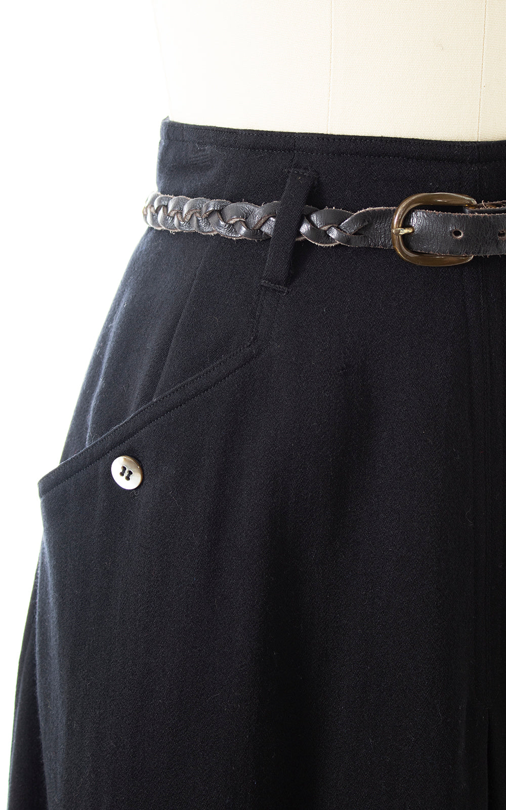 1980s LIZ CLAIBORNE Black Wool Skirt with Pockets | x-small