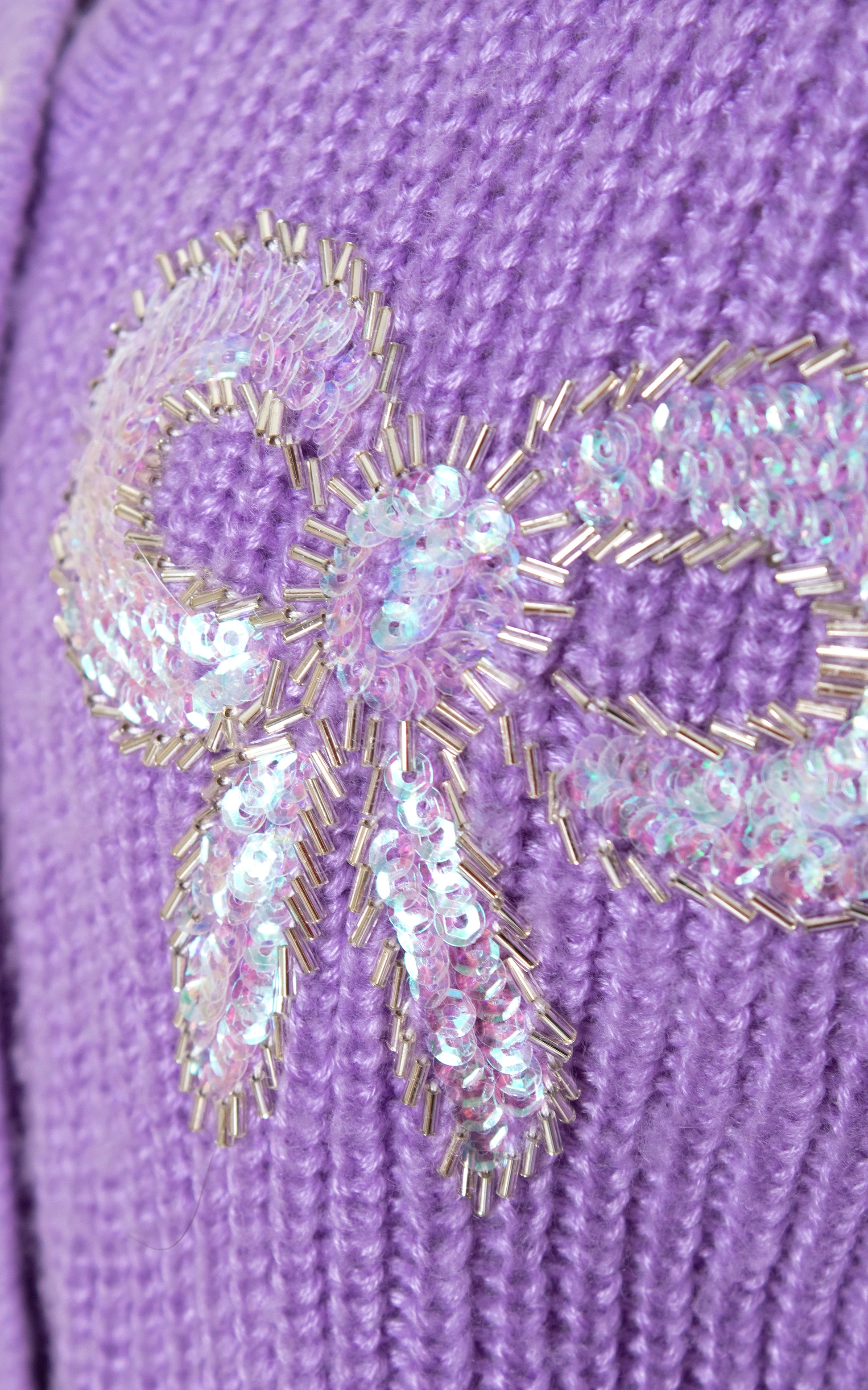 Vintage 50s 1950s Bow Sequined Cropped Cardigan Knit Purple Acrylic Sweater BirthdayLifeVintage