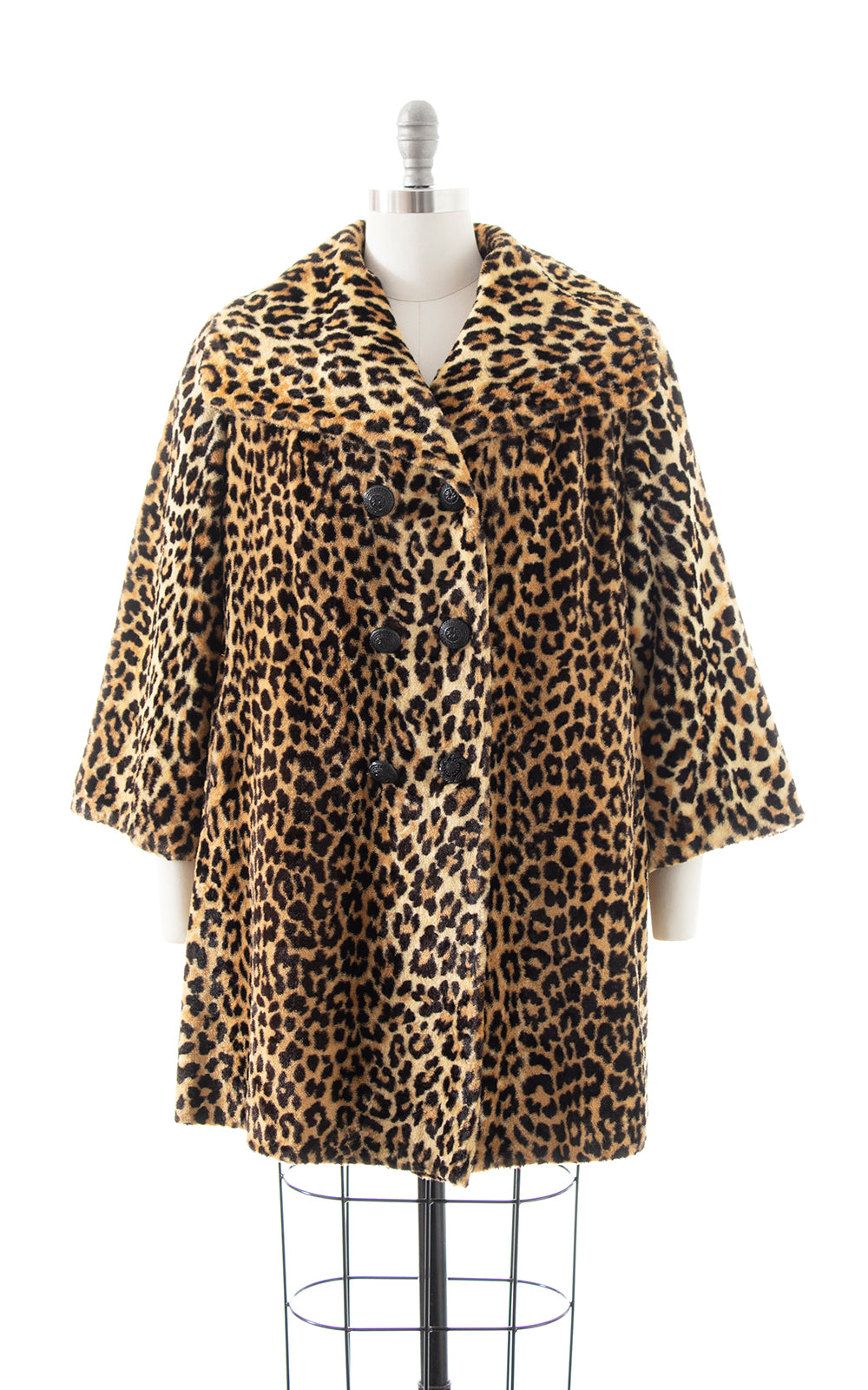 1960s Leopard Print Faux Fur Coat | large