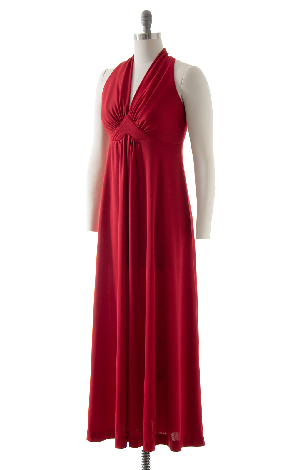 1970s Cabernet Red Maxi Dress BirthdayLifeVintage