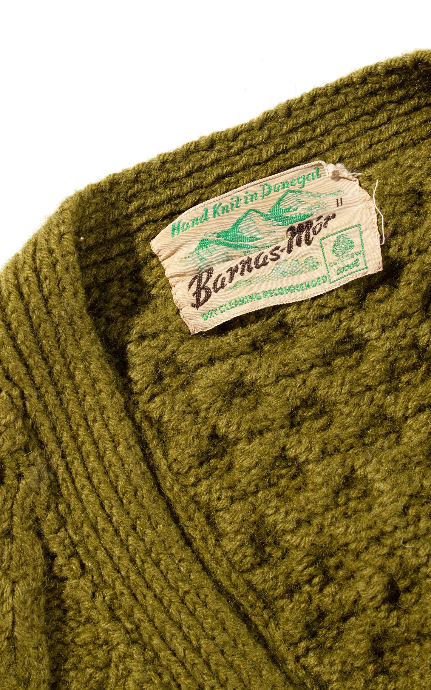 Vintage 60s 70s 1960s 1970s Olive Green Knit Wool Fisherman's Cardigan Birthday Life Vintage