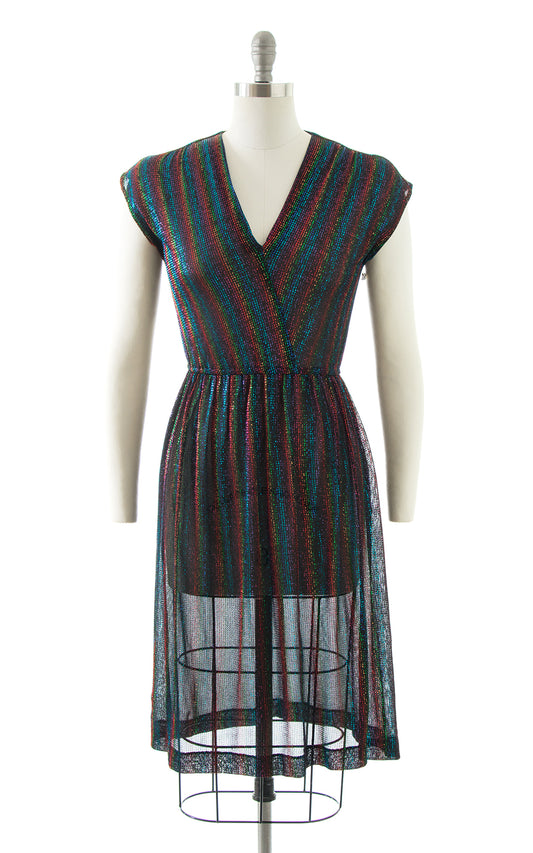 1970s Deadstock Metallic Rainbow Dress BirthdayLifeVintage