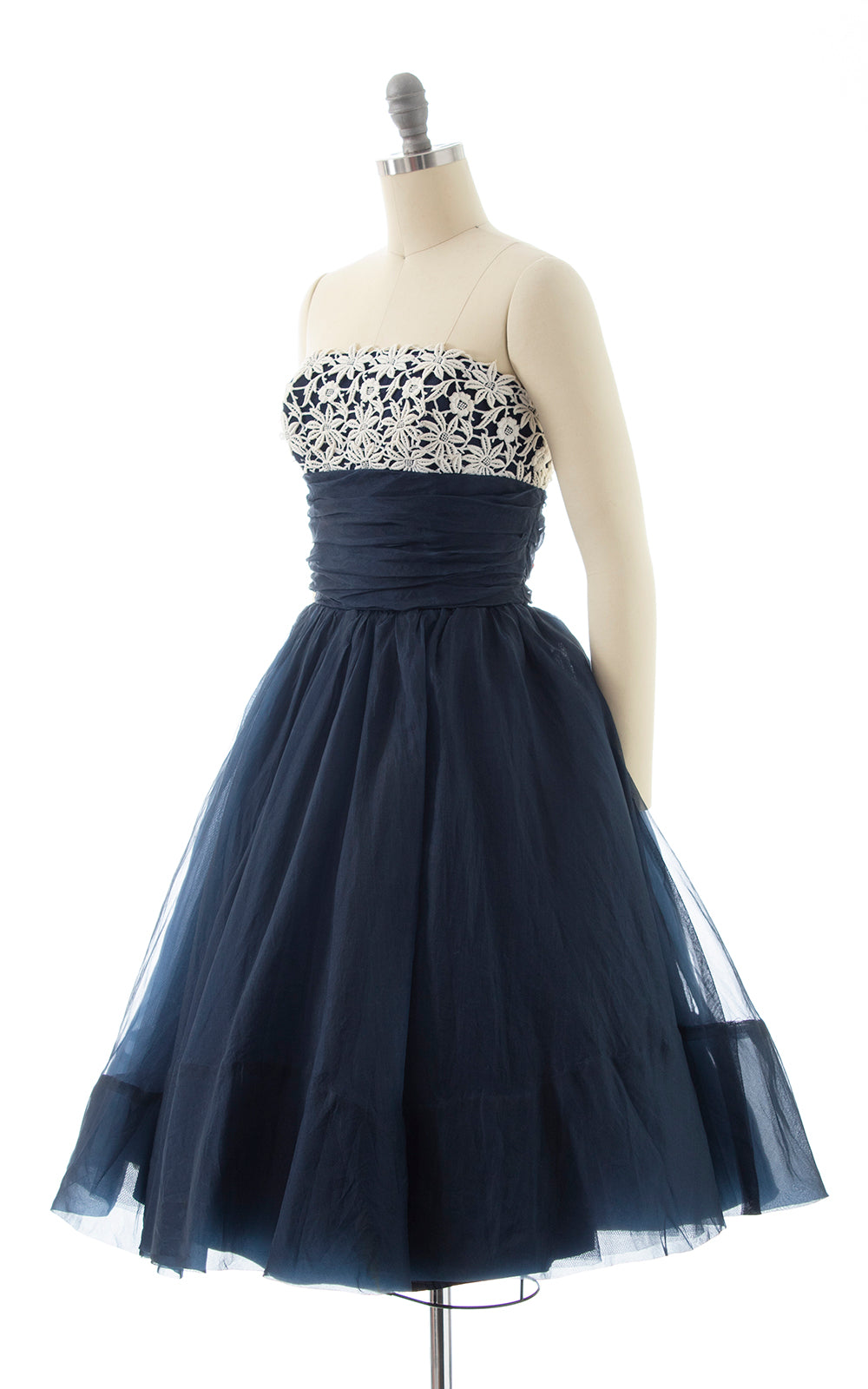 1950s EMMA DOMB Lace & Organza Party Dress | small