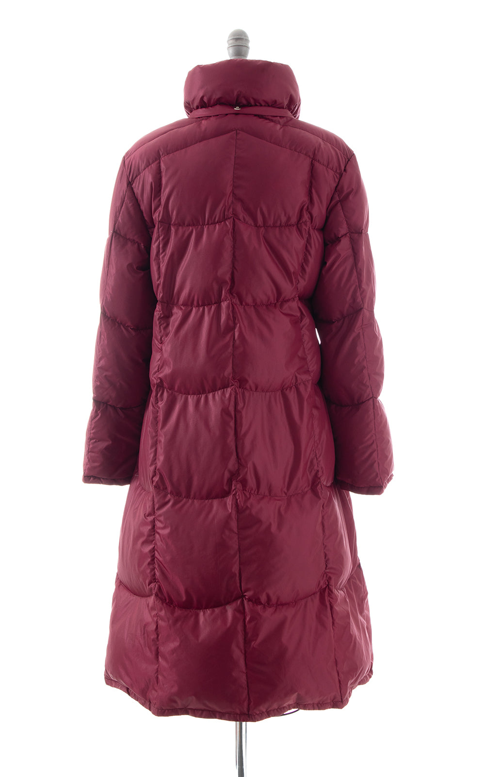 1980s Burgundy Quilted Down Puffer Coat BirthdayLifeVintage