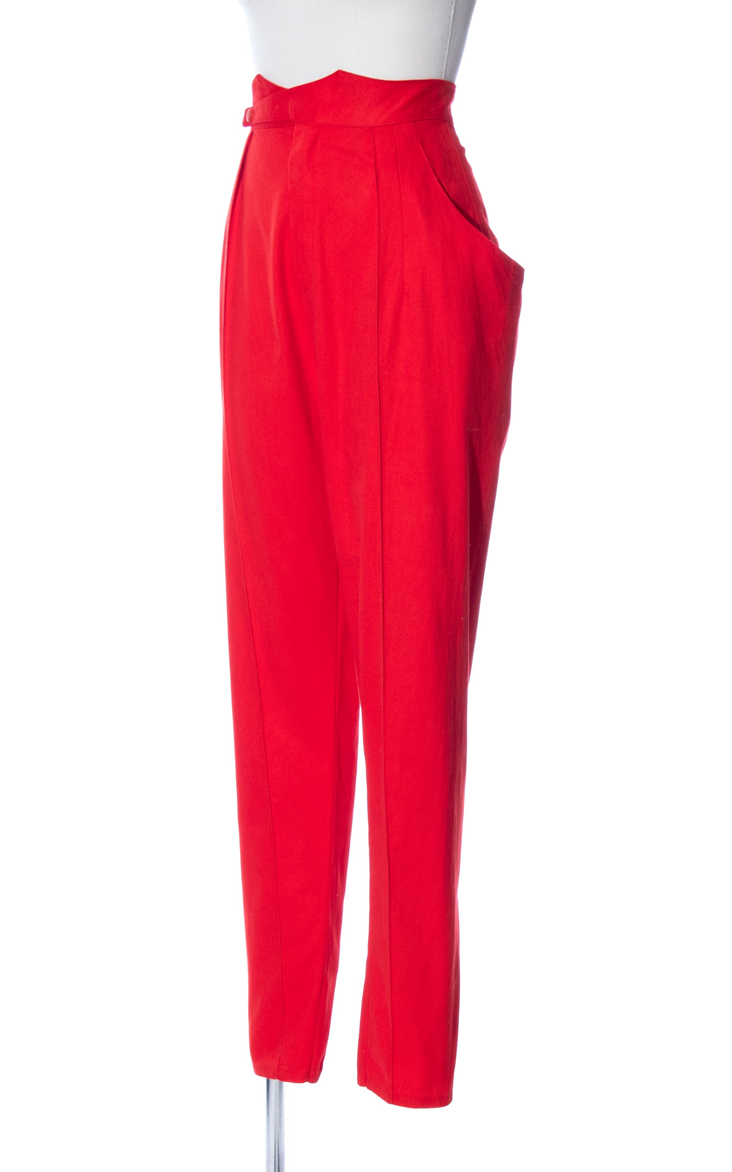 Vintage 80s 1980s Red Cotton Twill Extra High Waisted Pants Birthday Life Vintage