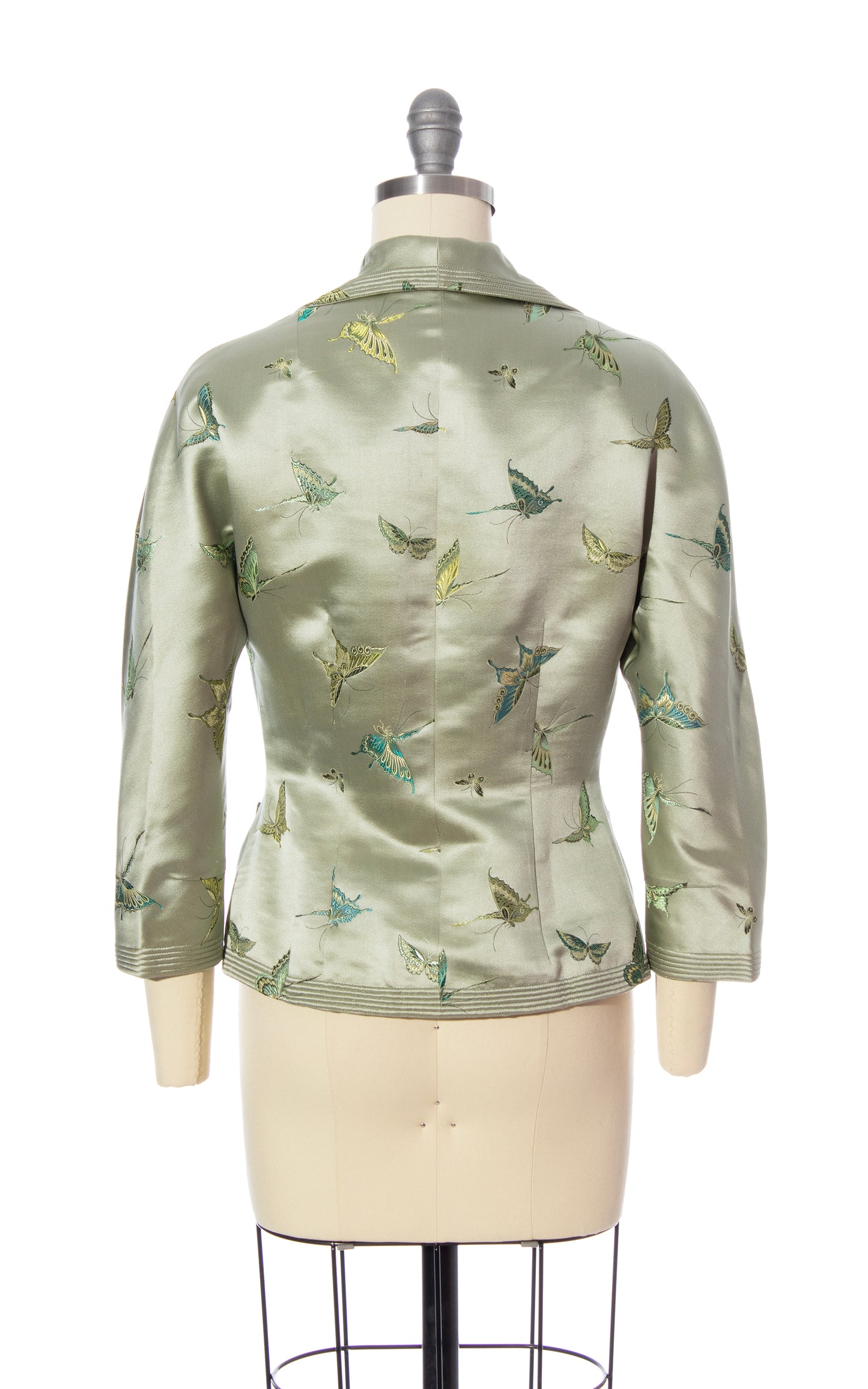 Vintage 50s 1950s Butterfly Novelty Print Asian Silk Jacquard Jacket Birthday Life Vintage