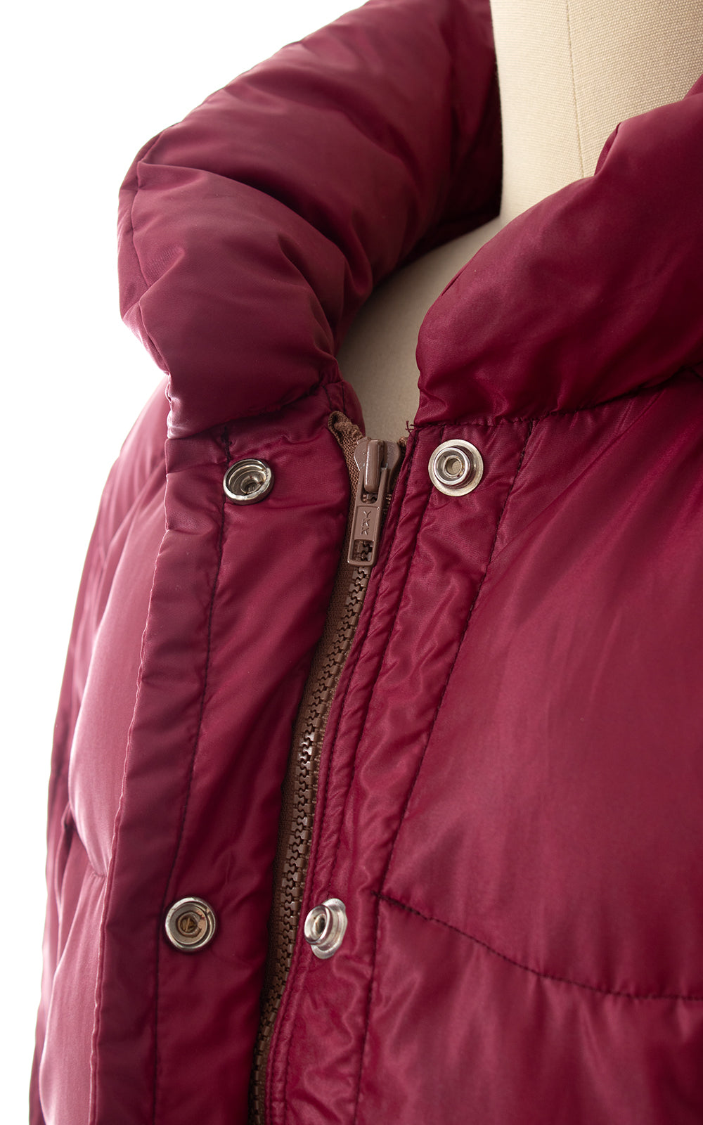 1980s Burgundy Quilted Down Puffer Coat BirthdayLifeVintage