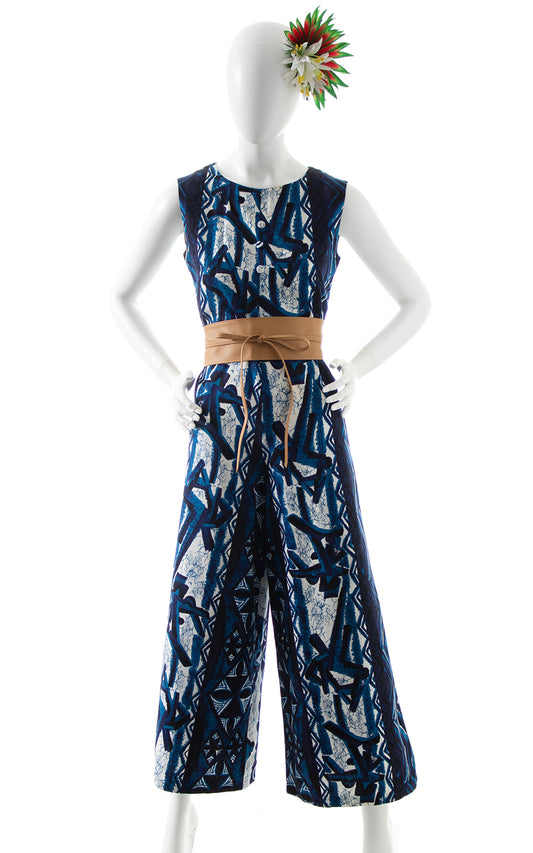 1970s Tiki Wide Leg Jumpsuit BirthdayLifeVintage