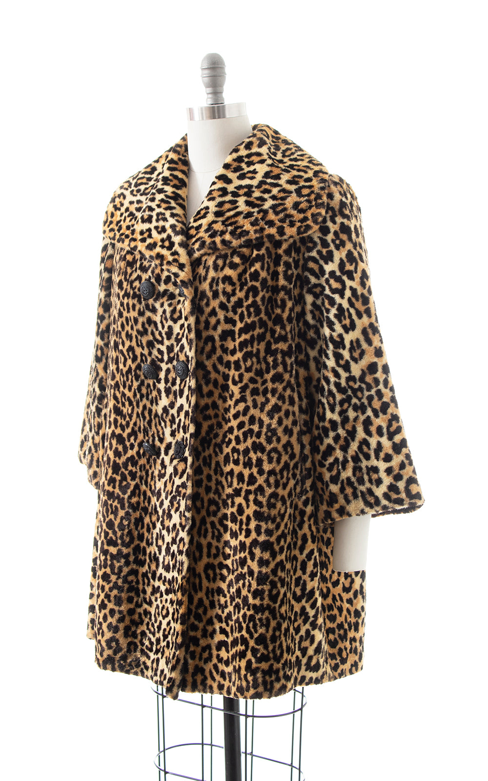 1960s Leopard Print Faux Fur Coat | large