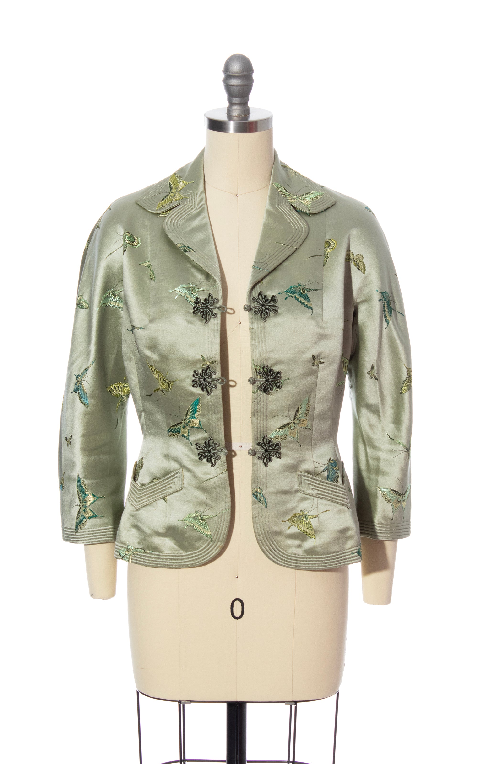 1950s Butterfly Novelty Silk Jacquard Jacket | x-small/small