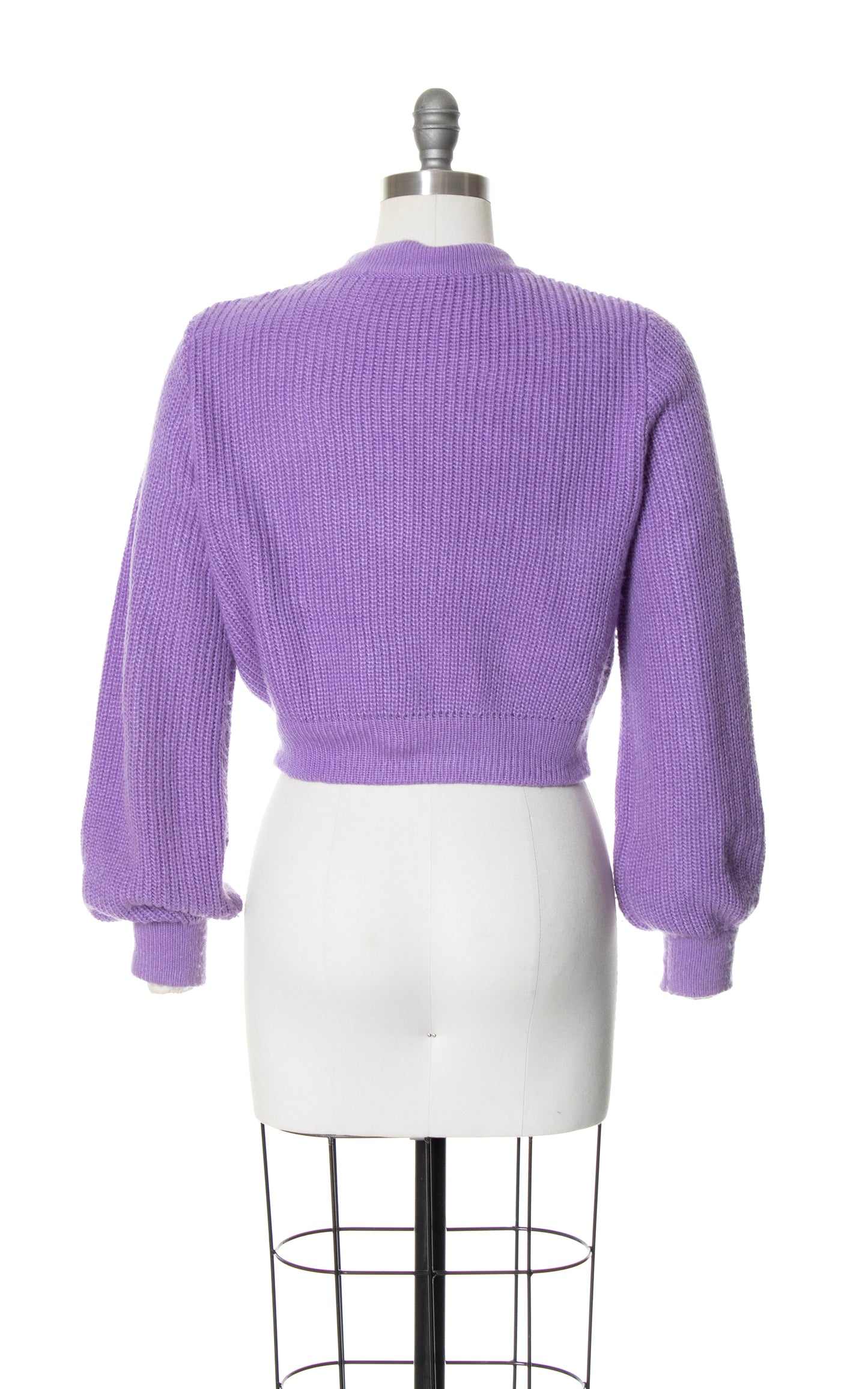 Vintage 50s 1950s Bow Sequined Cropped Cardigan Knit Purple Acrylic Sweater BirthdayLifeVintage