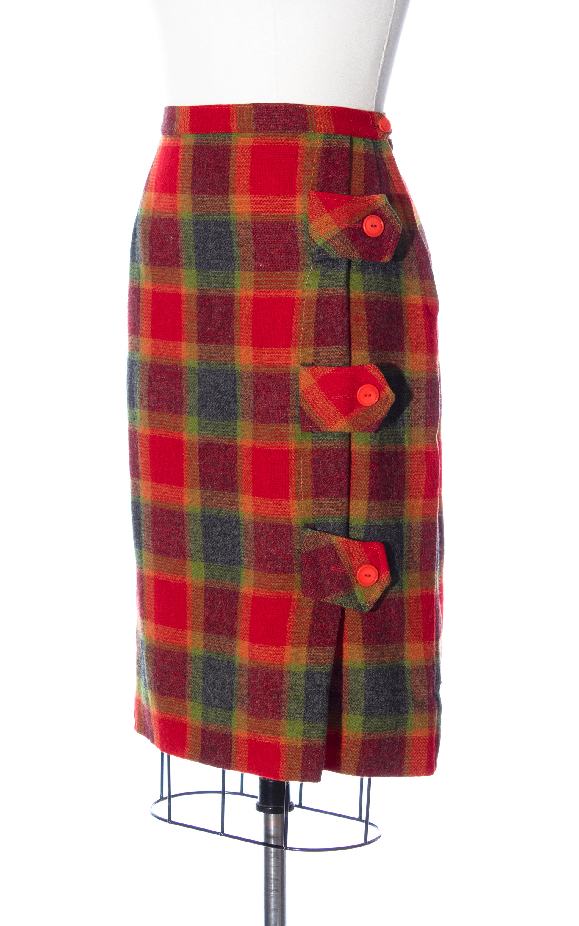 Vintage 60s 1960s Colorful Plaid Tartan Wool Skirt Birthday Life Vintage