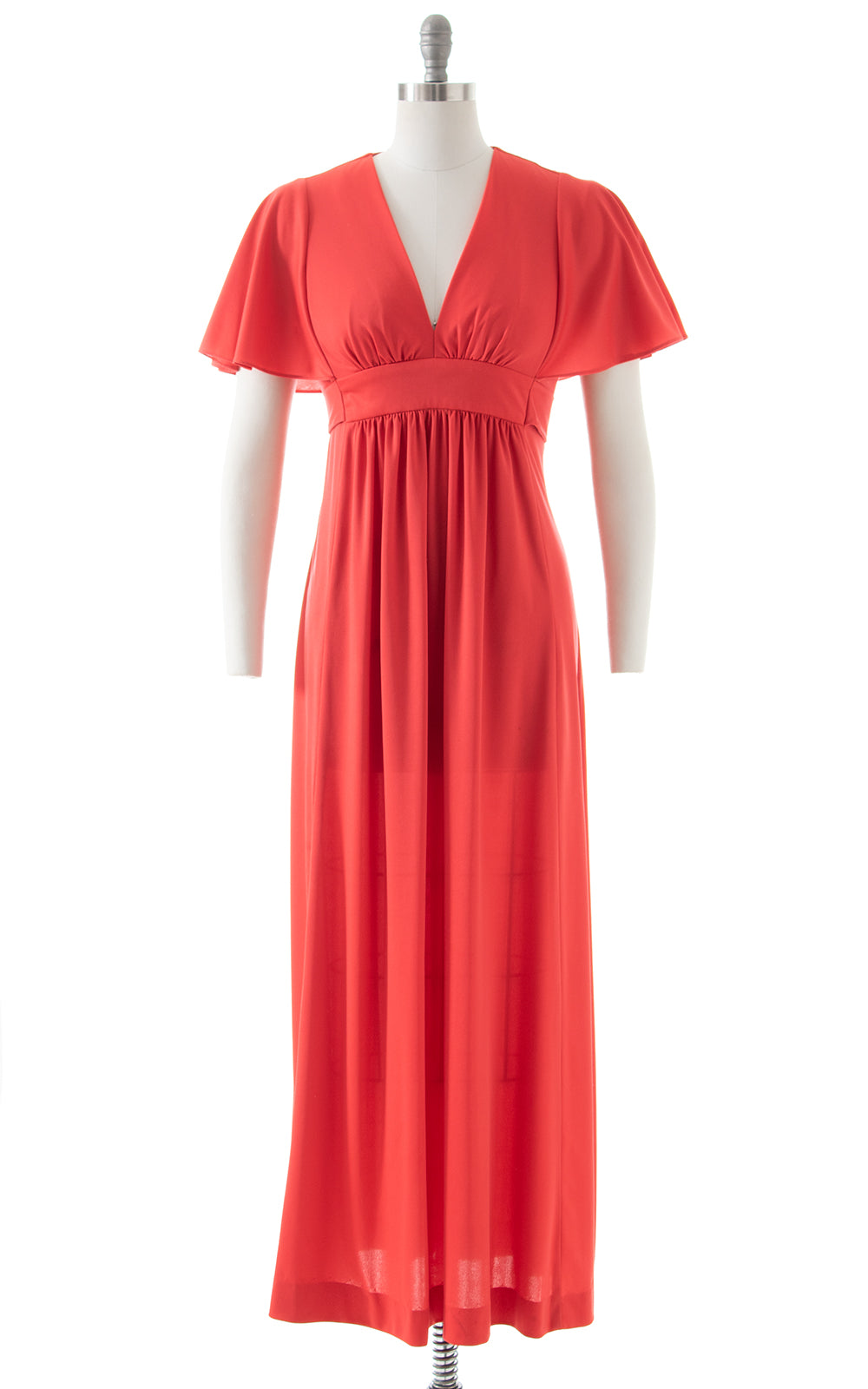 1970s Hot Salmon Pink Maxi Dress | x-small/small