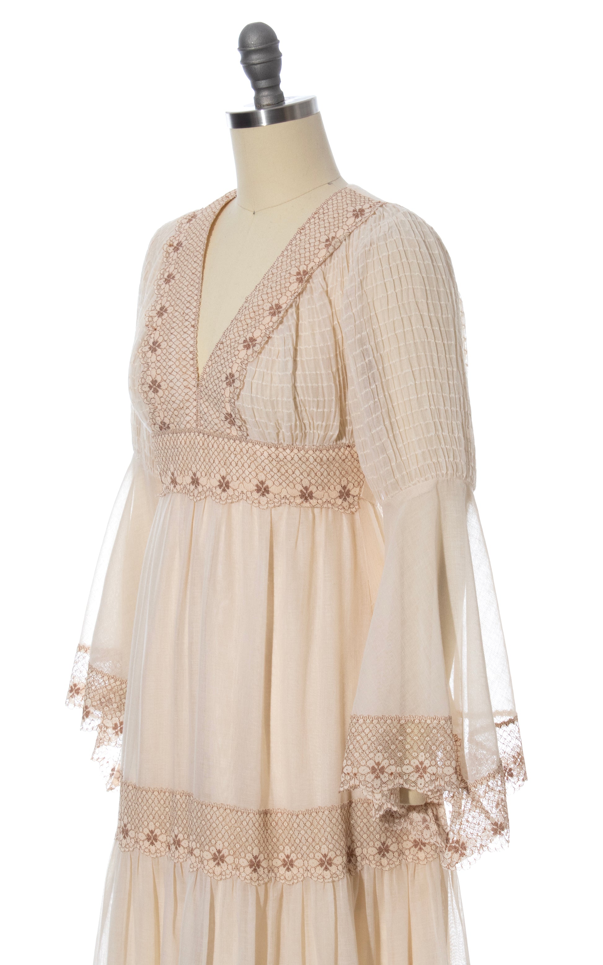 1970s Gunne Sax Style Lace-Up Maxi Dress | x-small Birthday Life Vintage 1970s Gunne Sax Style Lace-Up Maxi Dress | x-small Birthday Life Vintage