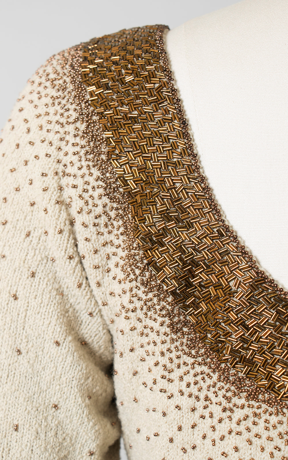 1950s Gene Shelly Beaded Knit Wool Dress | medium/large