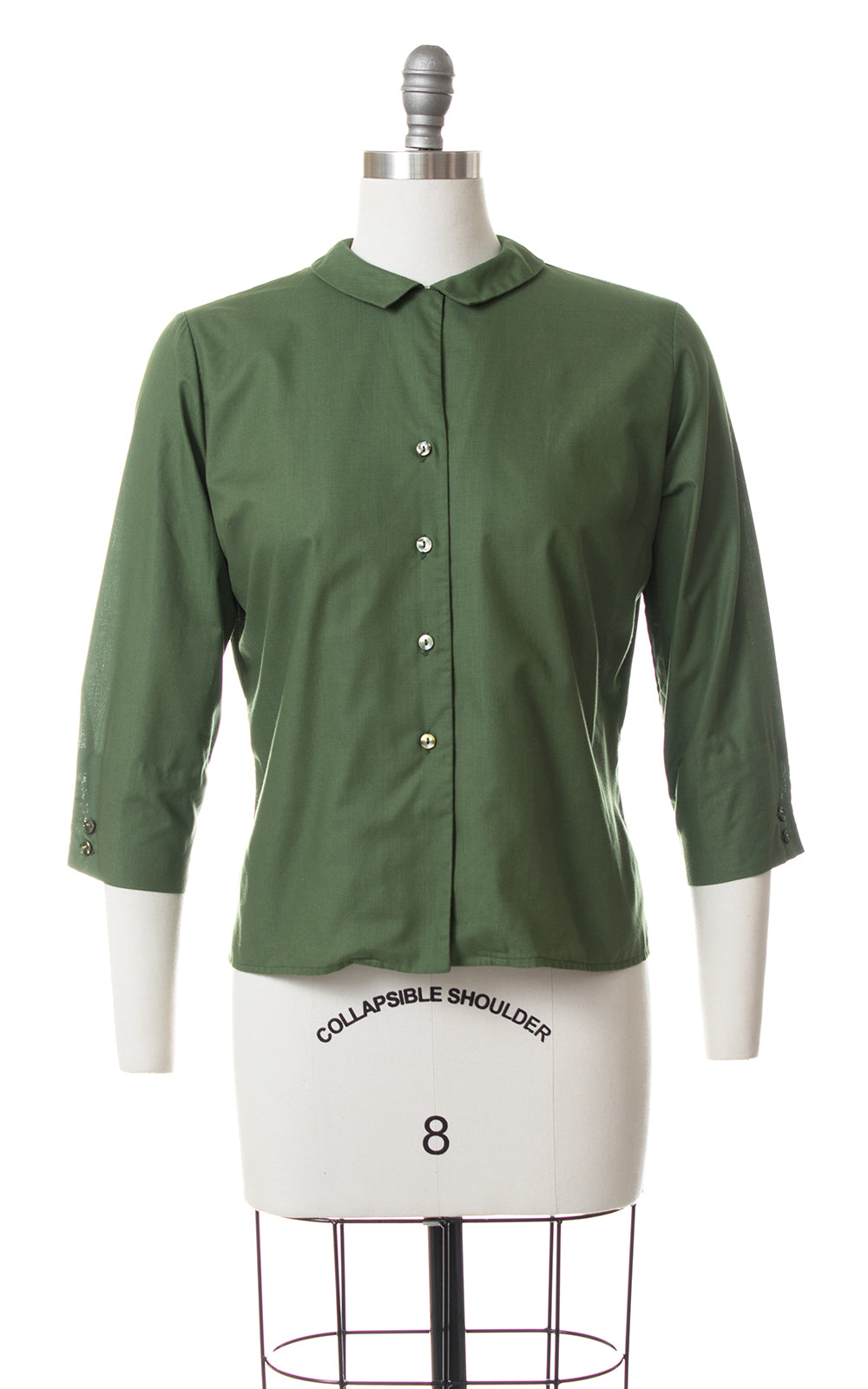 1950s Peter Pan Collar Green Blouse