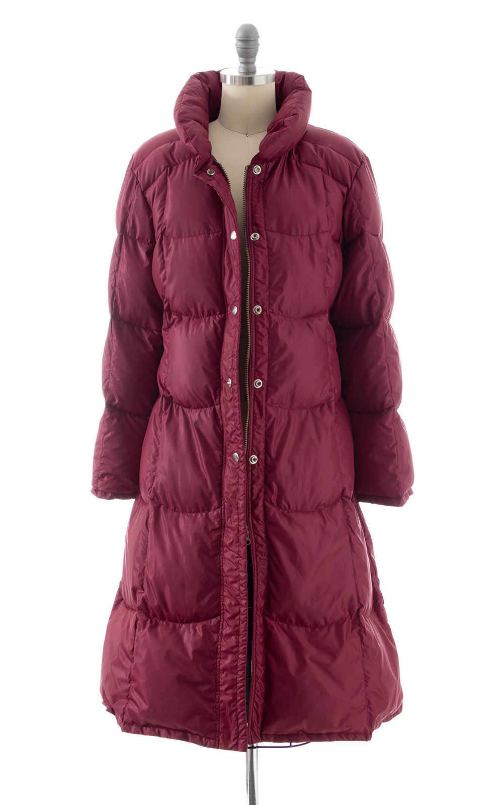 Long burgundy deals puffer coat