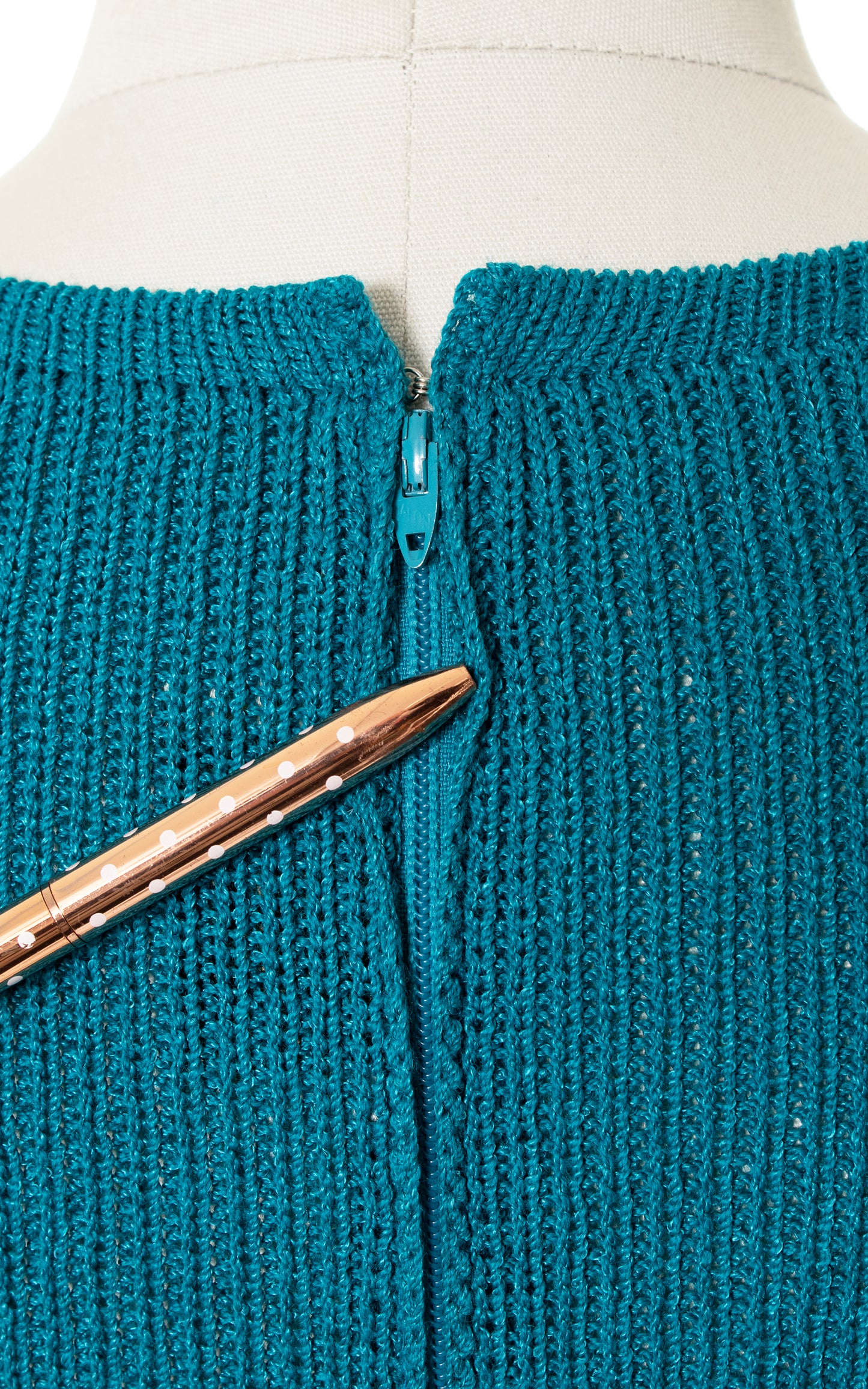 Vintage 80s 1980s ST. JOHN Teal Knit Wool Wiggle Sweater Dress BirthdayLifeVintage